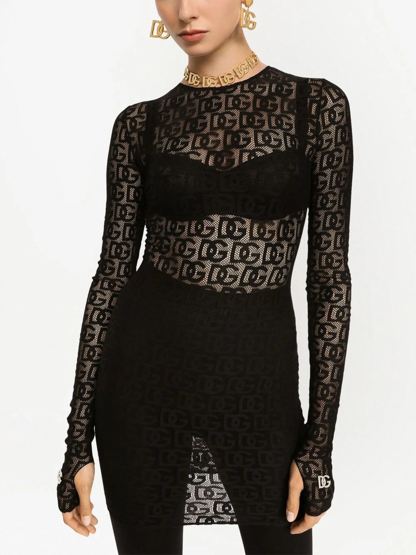DG-logo tulle mini dress