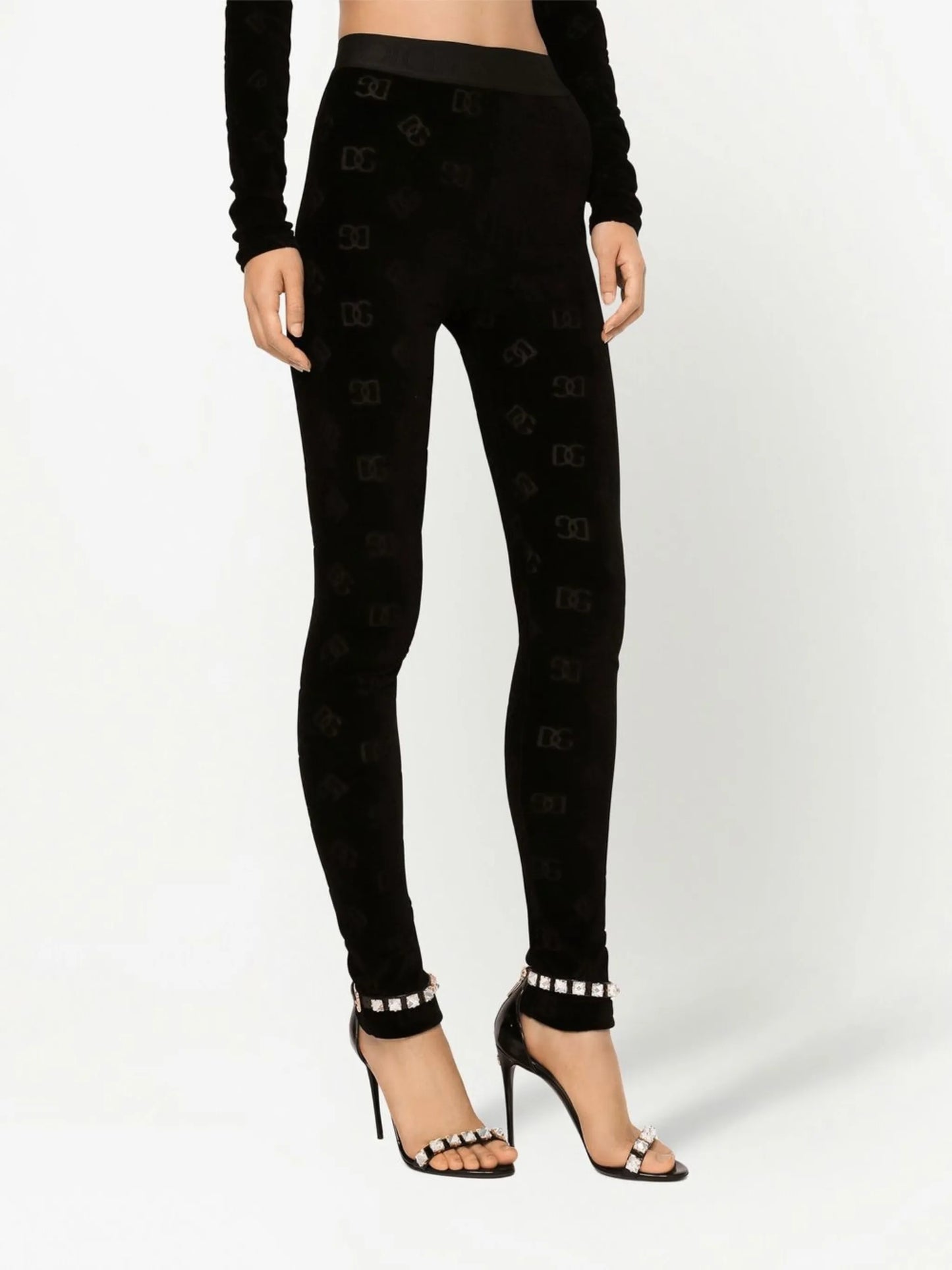 flocked-logo leggings