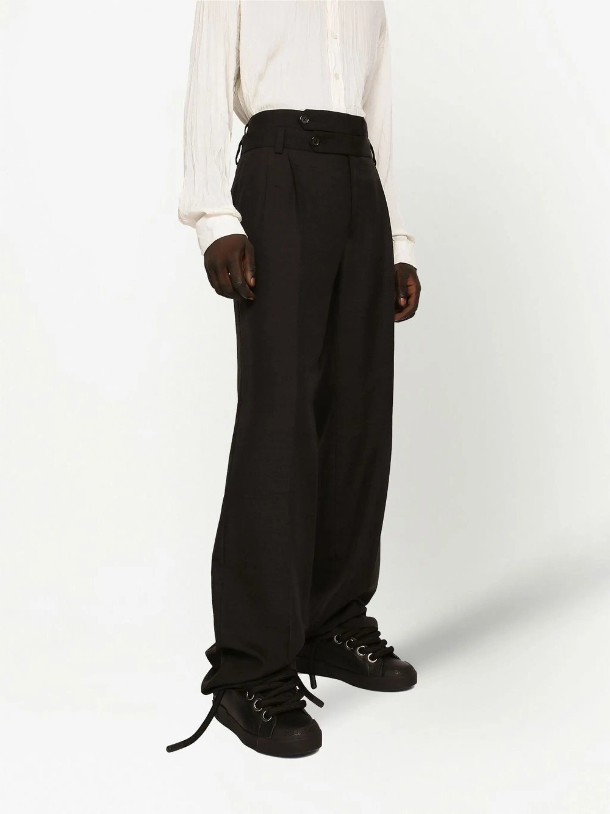 silk-cotton tailored trousers