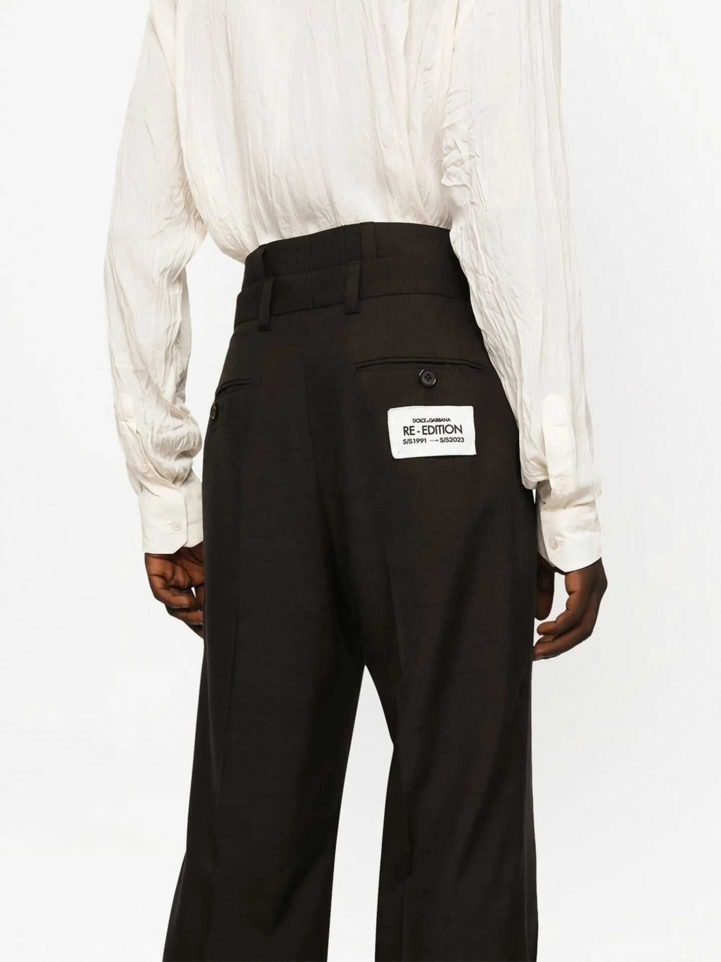 silk-cotton tailored trousers