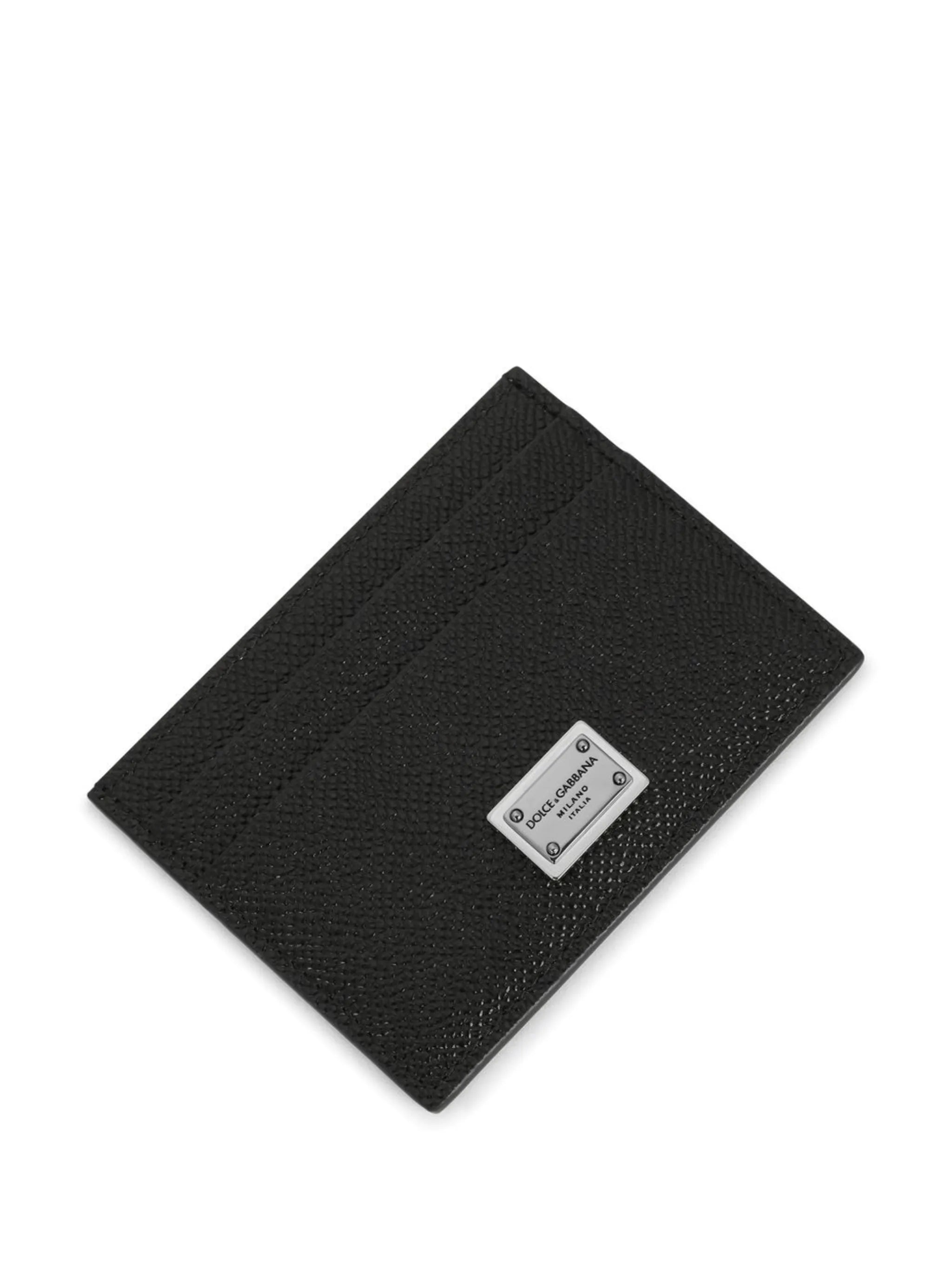 logo-tag leather card holder