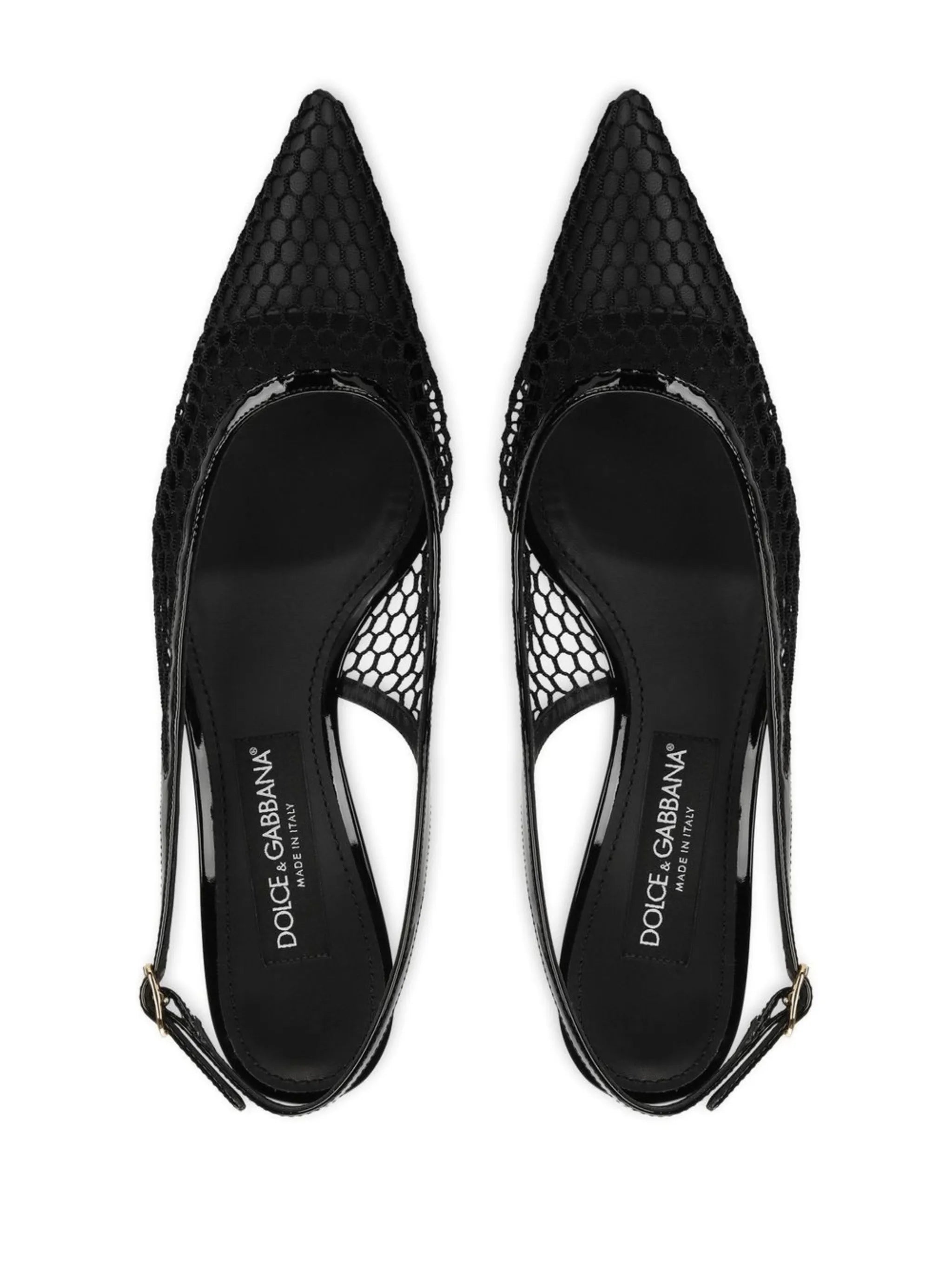 fishnet-detail pointed-toe pumps