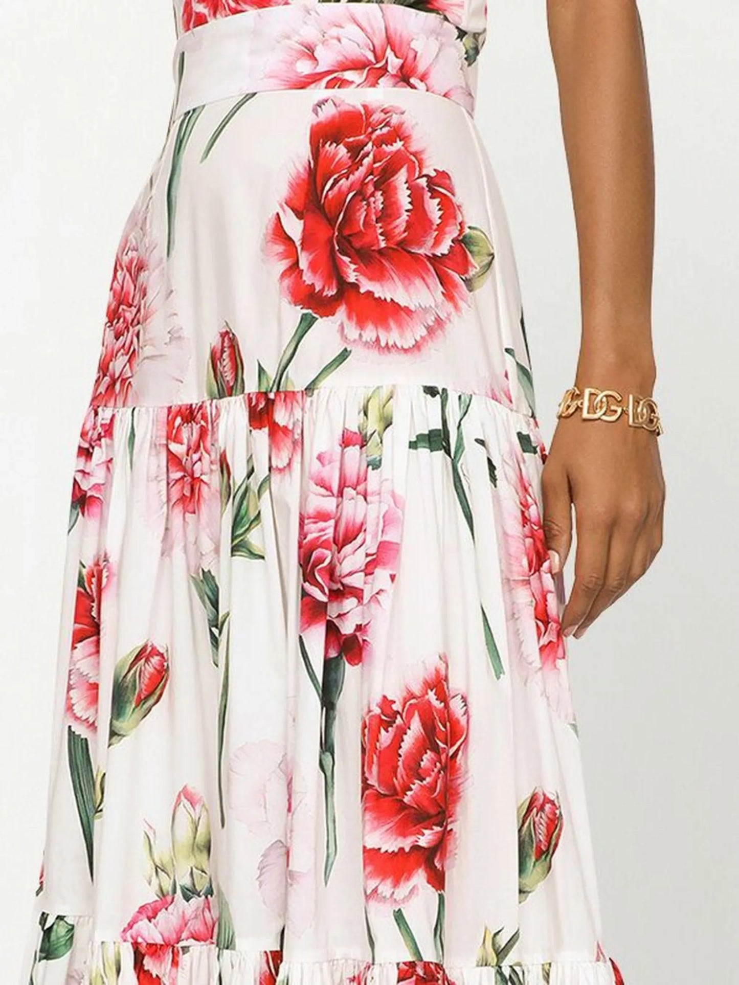 floral-print tiered maxi skirt