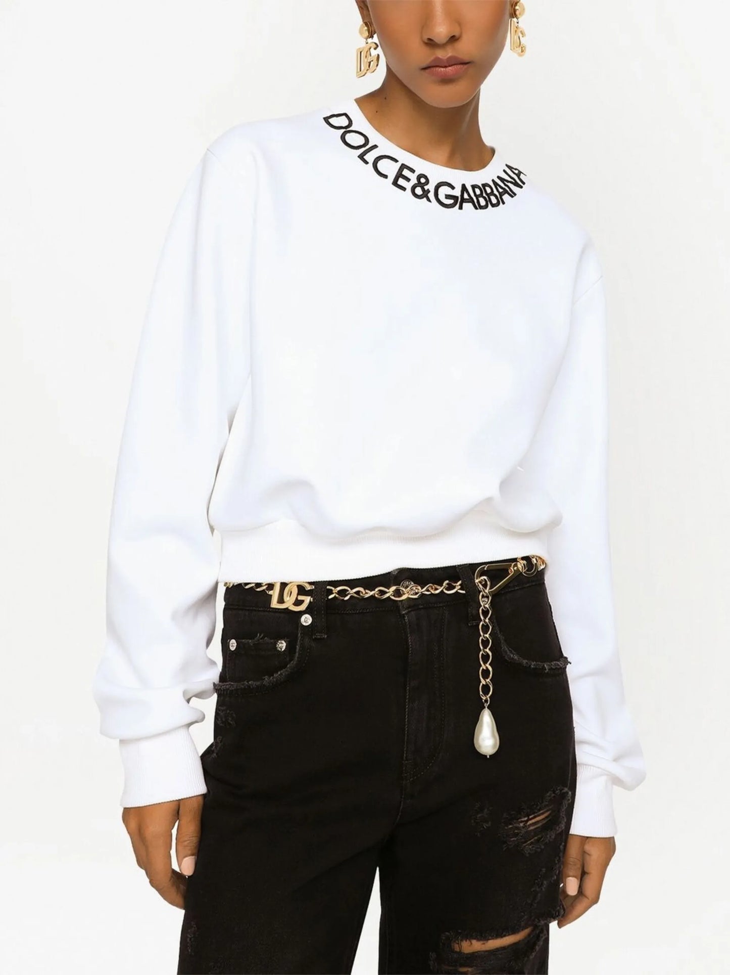 logo-embroidered cropped sweatshirt