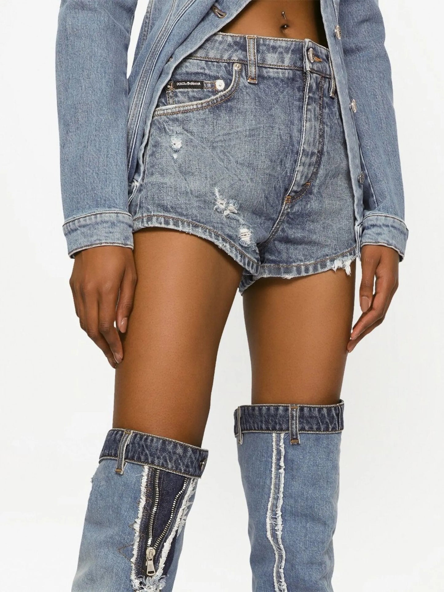 distressed denim shorts