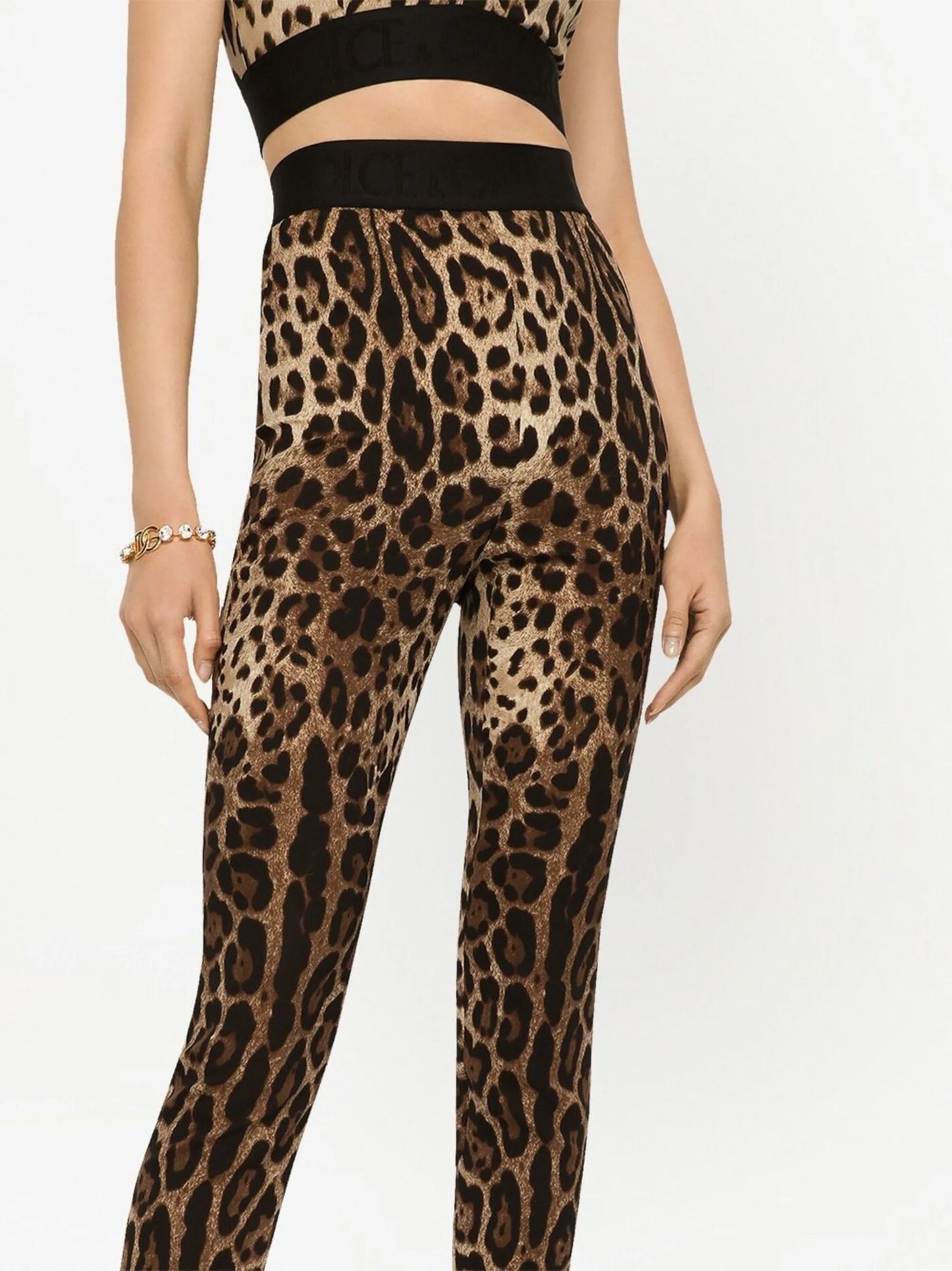 leopard-print stretch-silk leggings