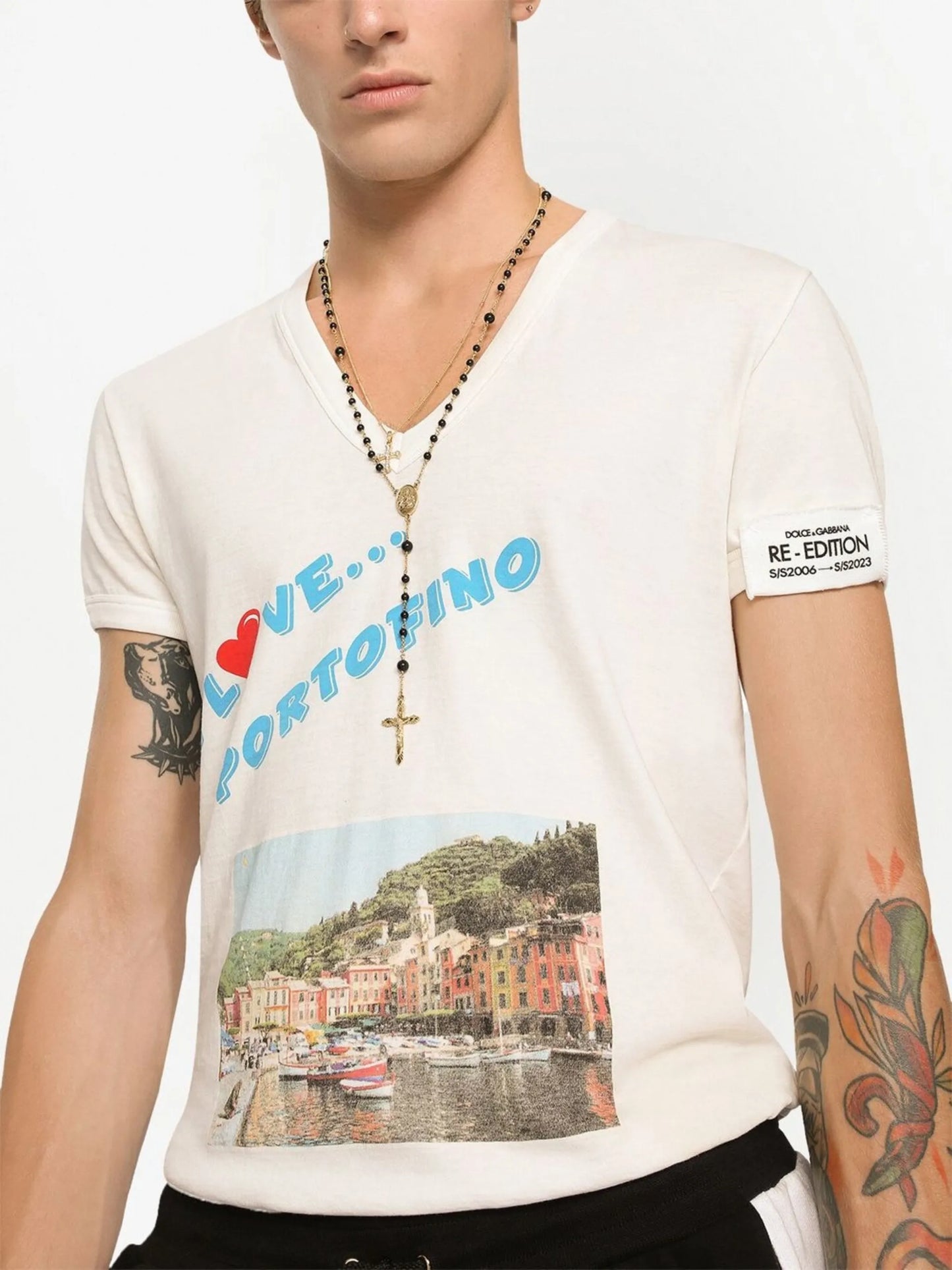 graphic print V-neck T-shirt