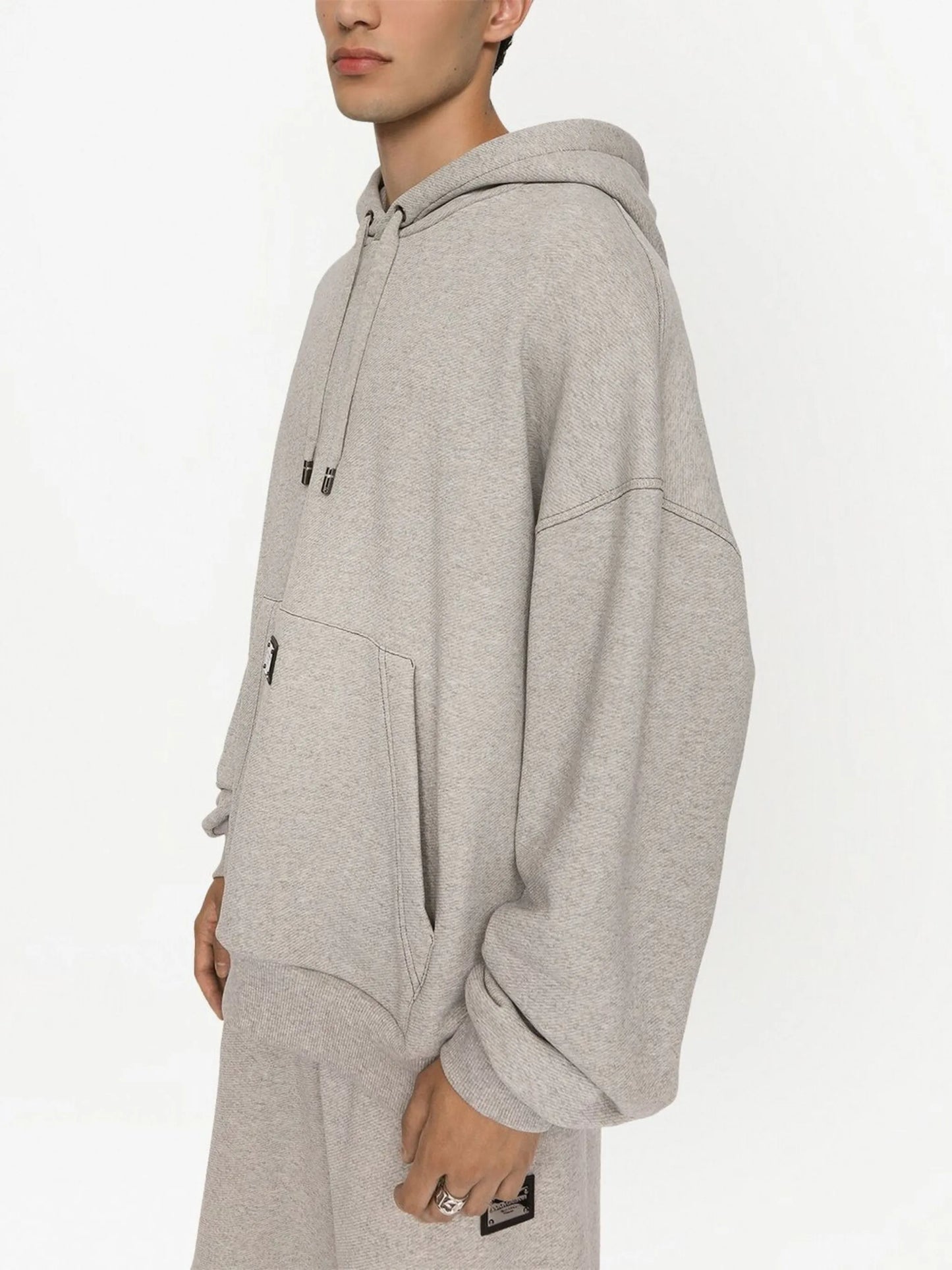 logo-plaque drawstring hoodie