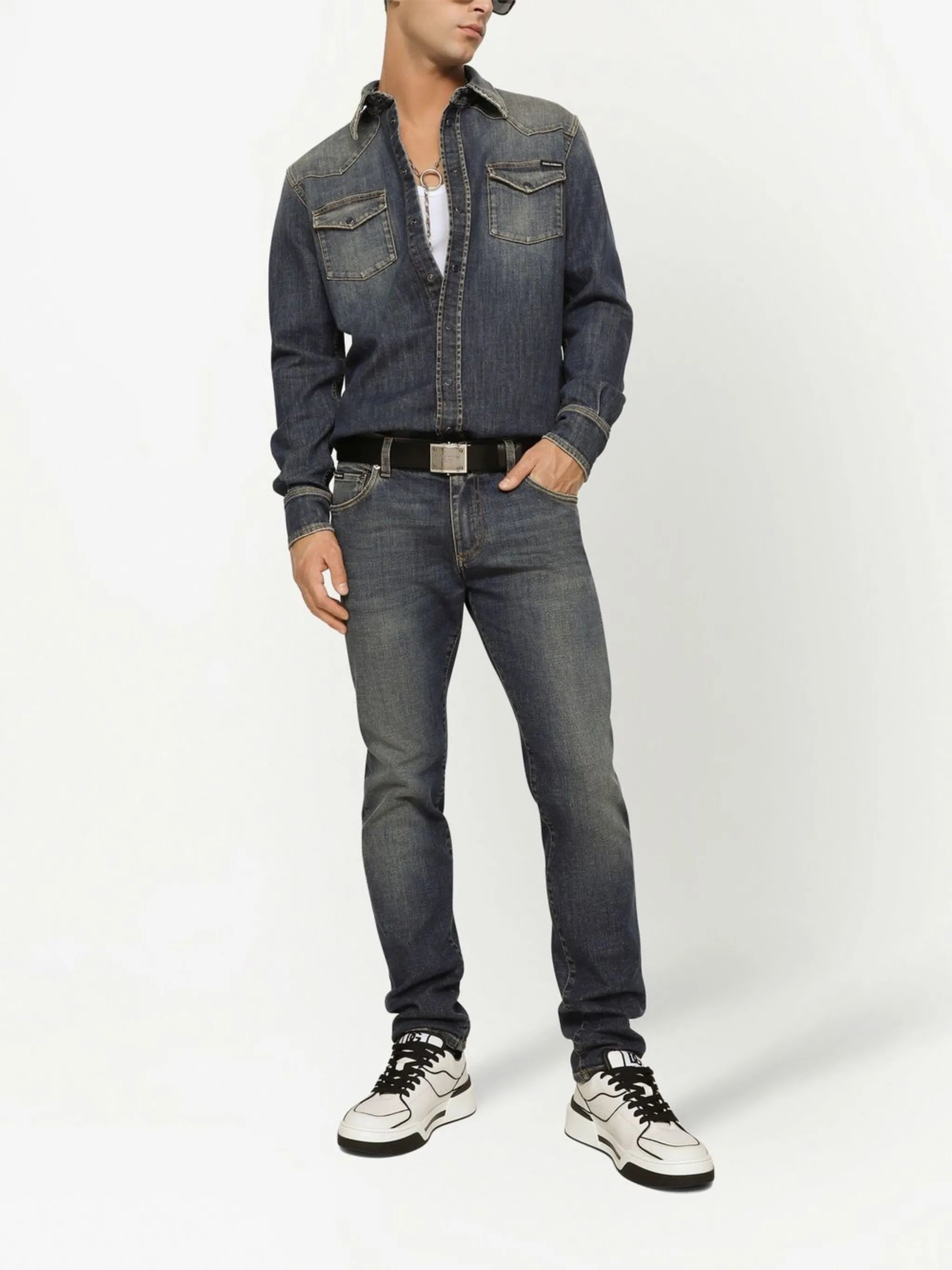 logo-appliqué slim-cut jeans