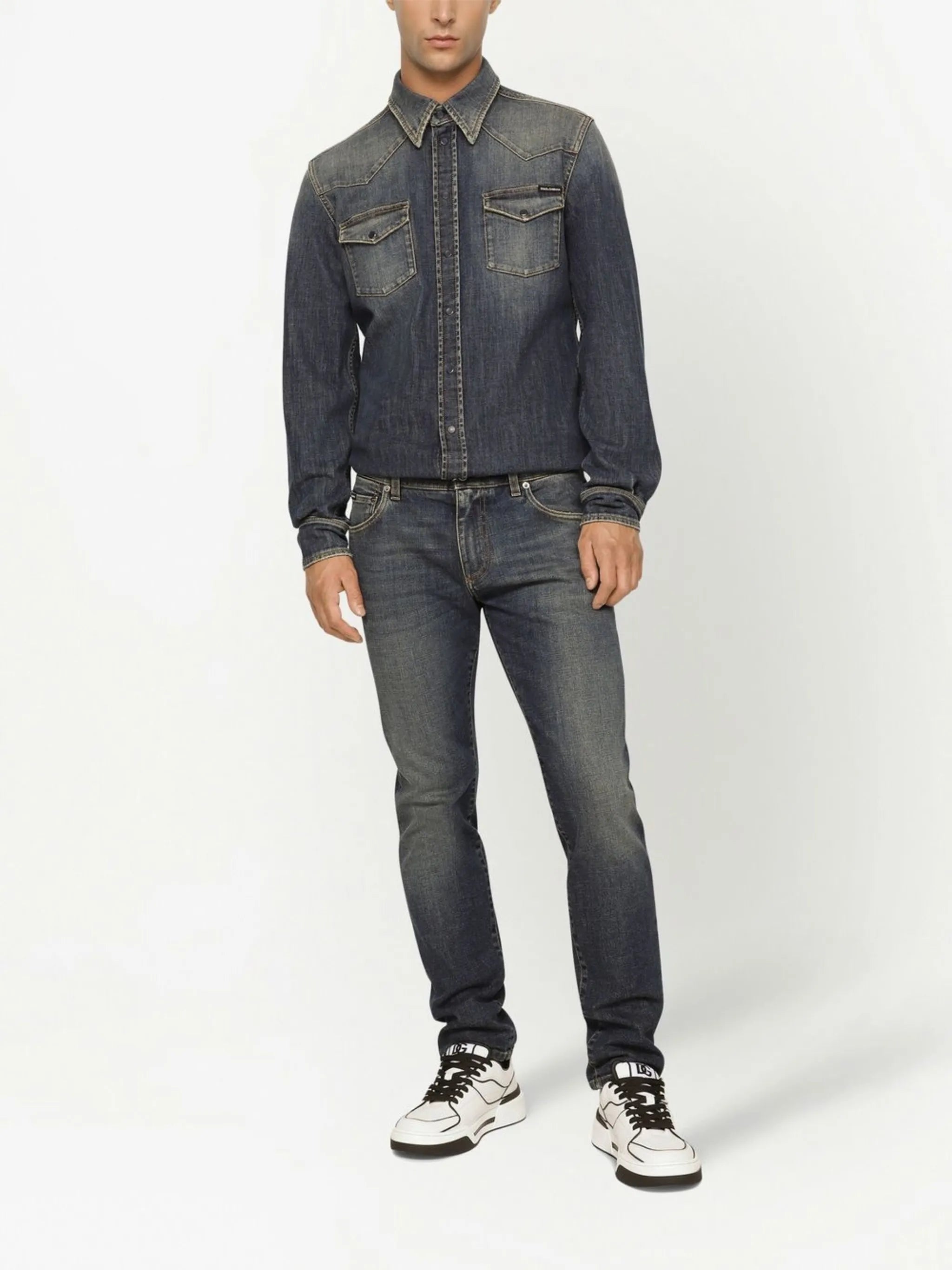 logo-appliqué slim-cut jeans