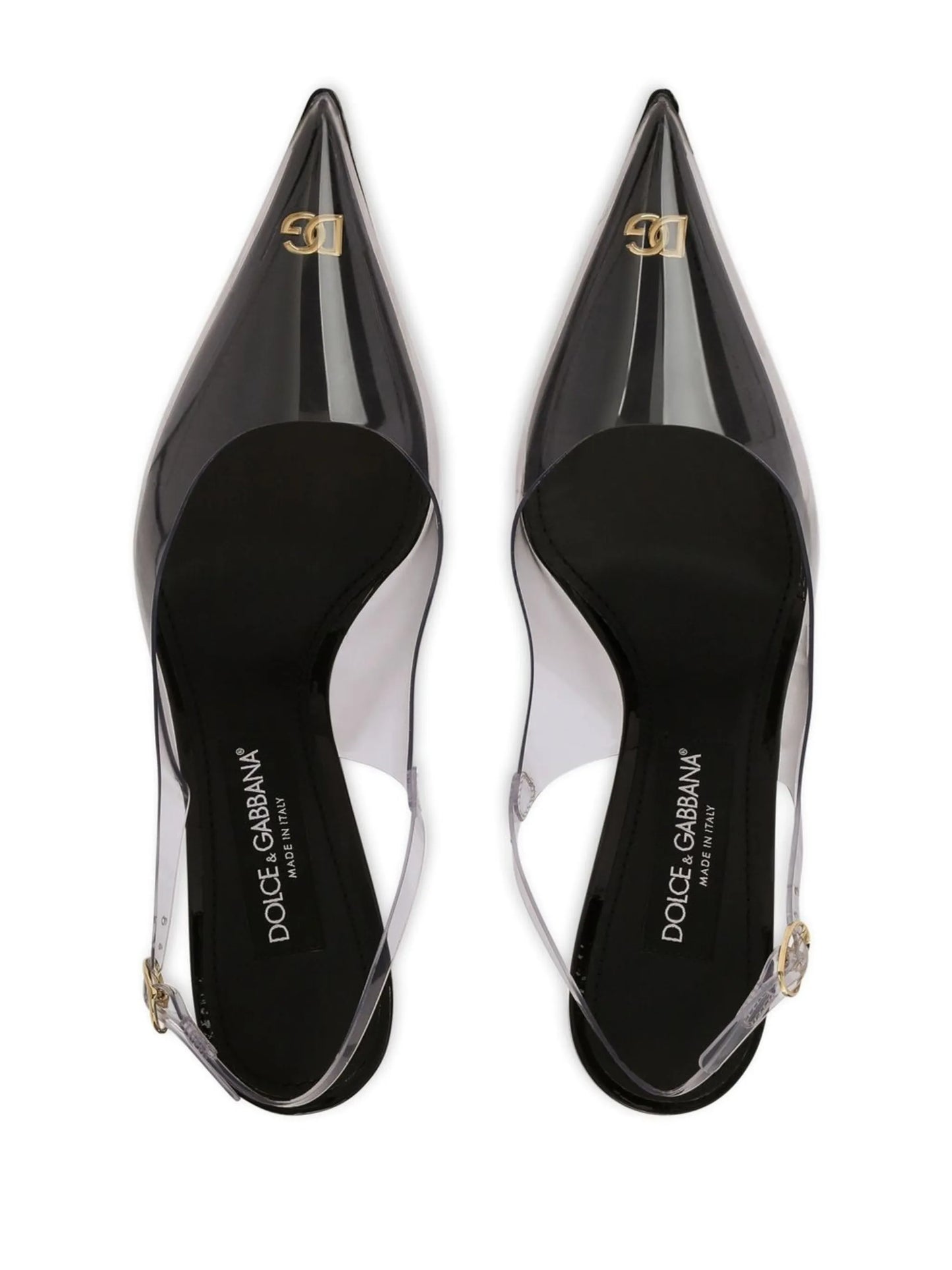 transparent-detail sling-back pumps