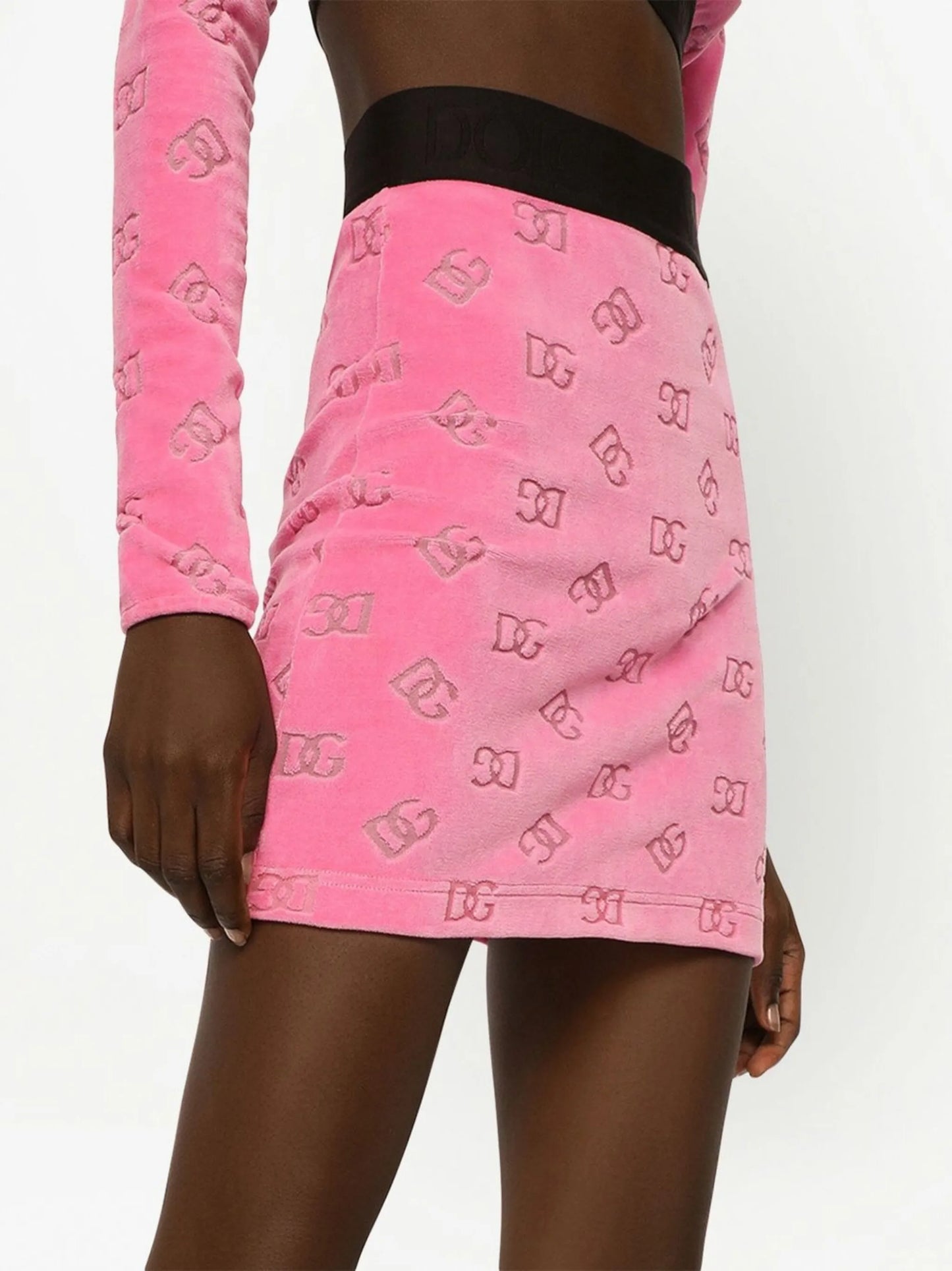 DG-logo flocked miniskirt
