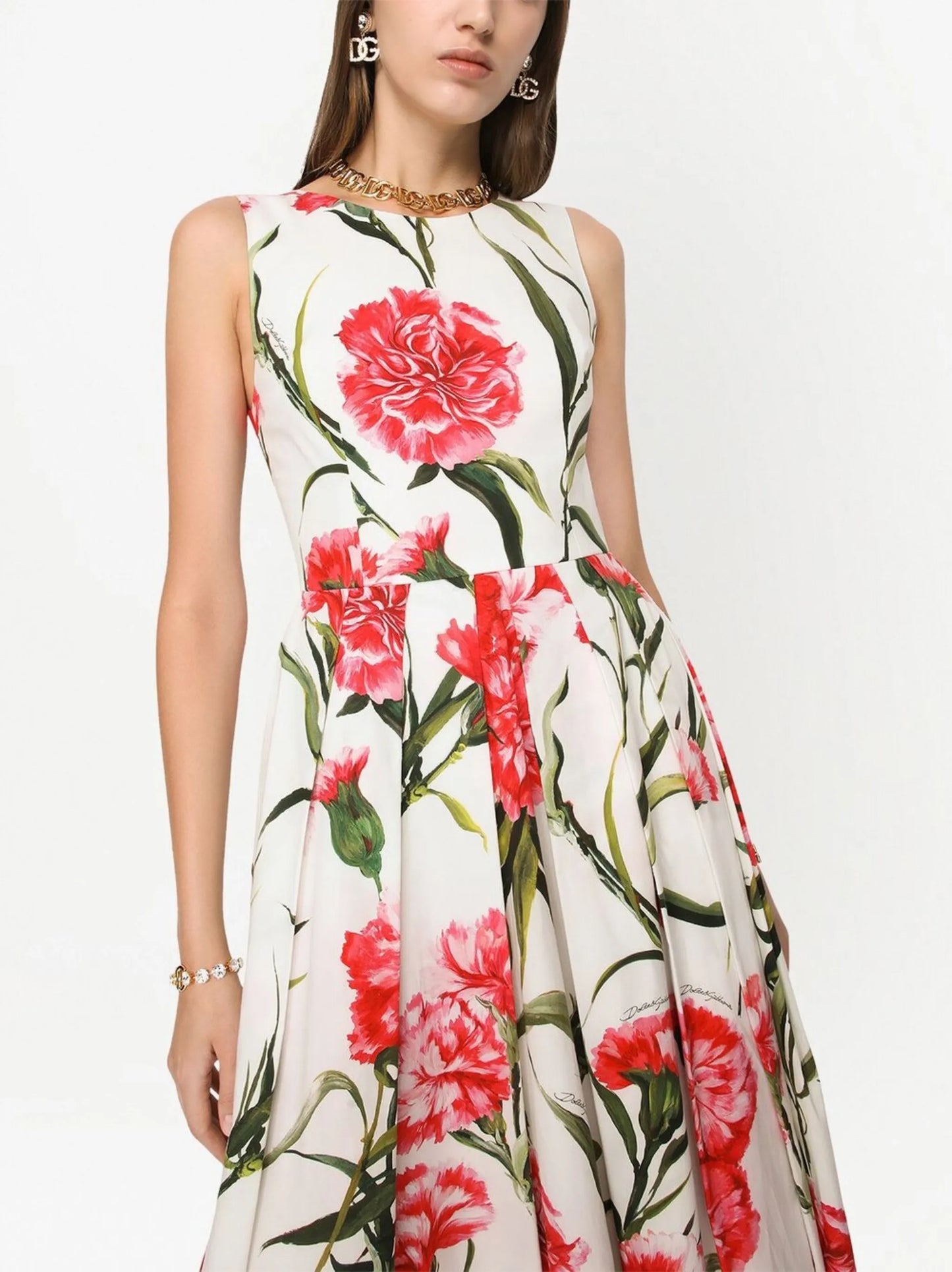 floral-print midi dress