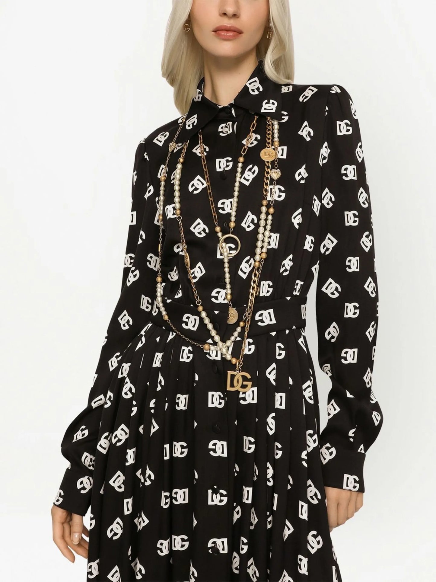 logo-print belted midi dress
