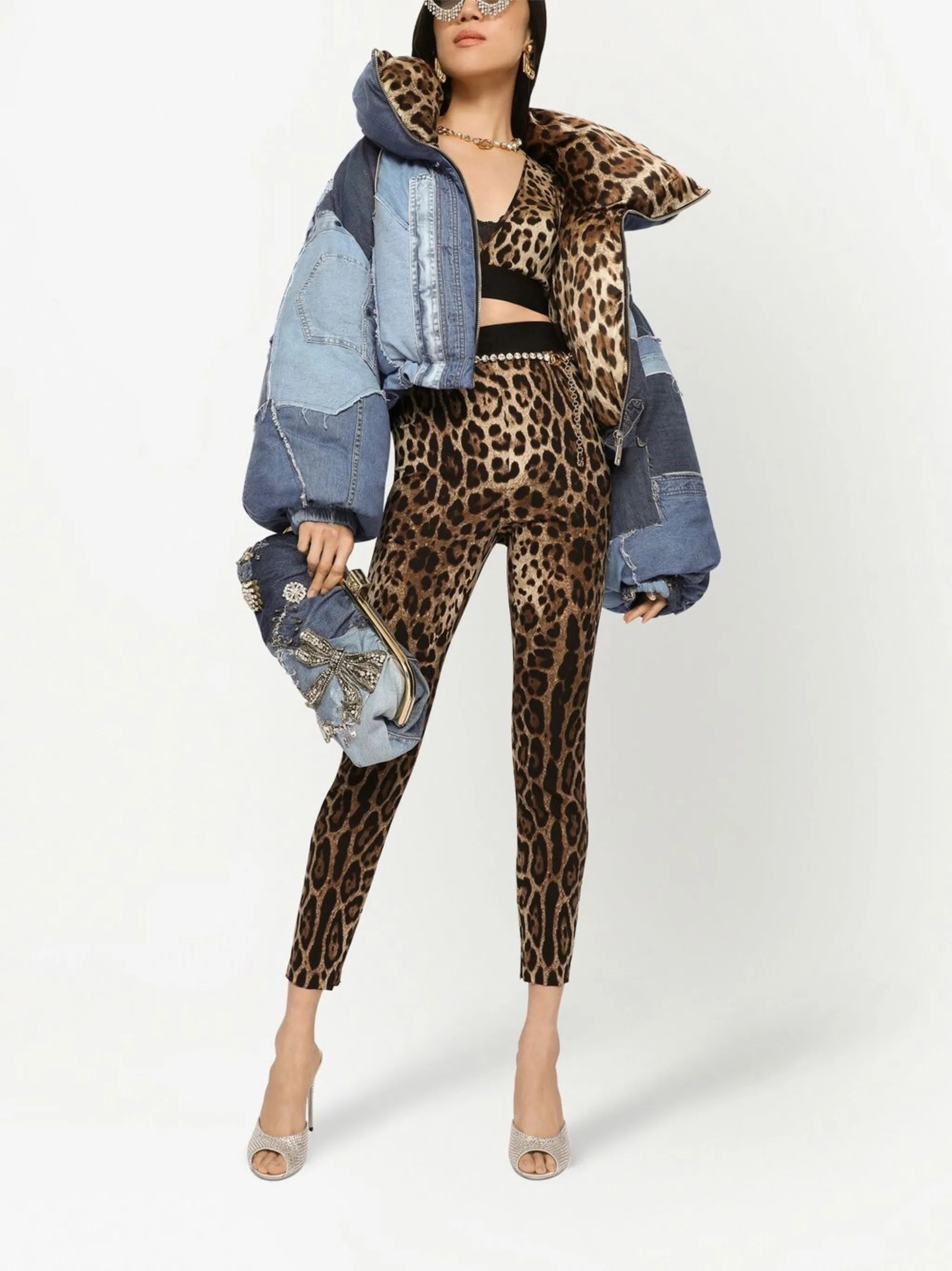 leopard-print crop top