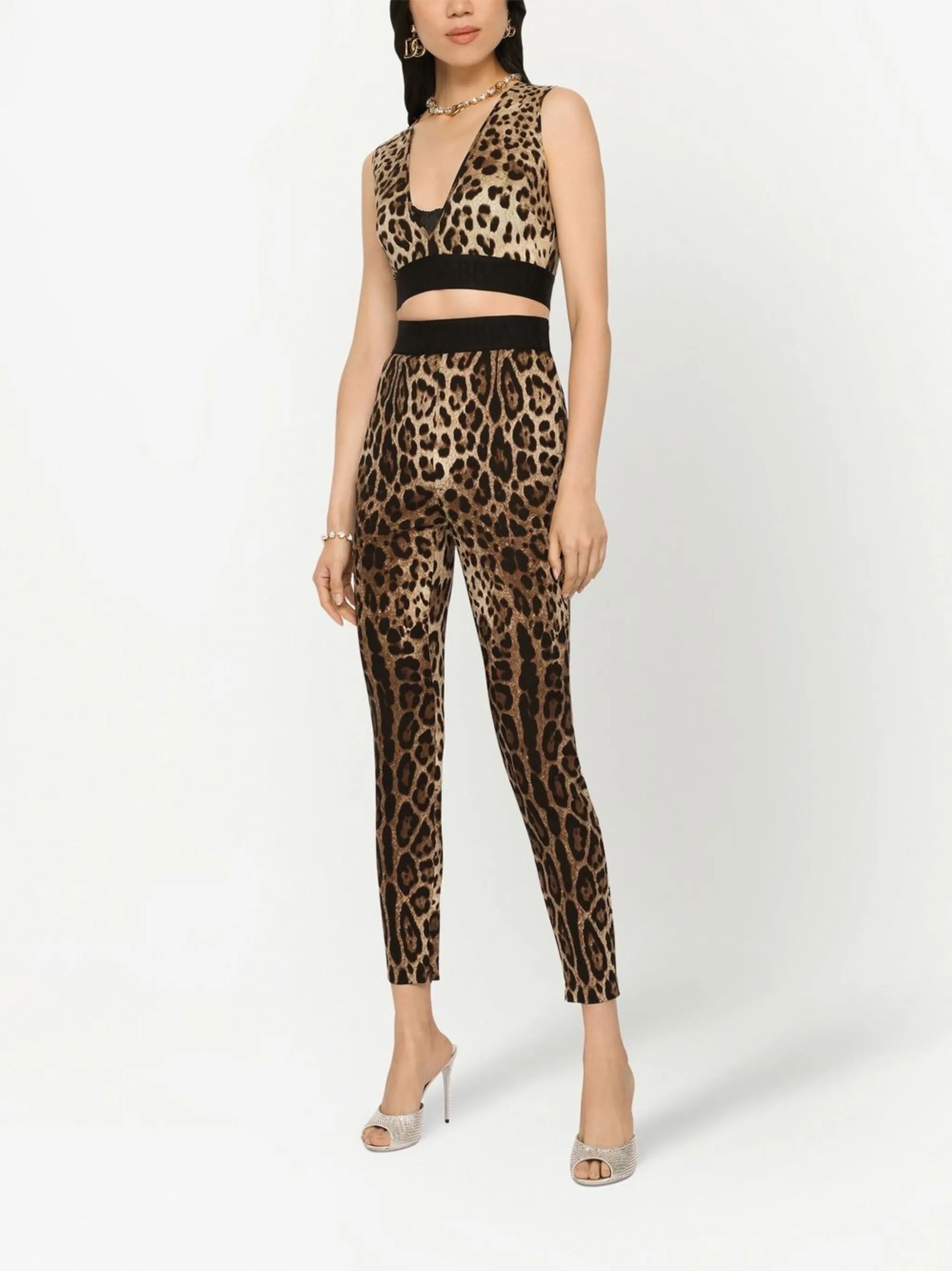leopard-print crop top