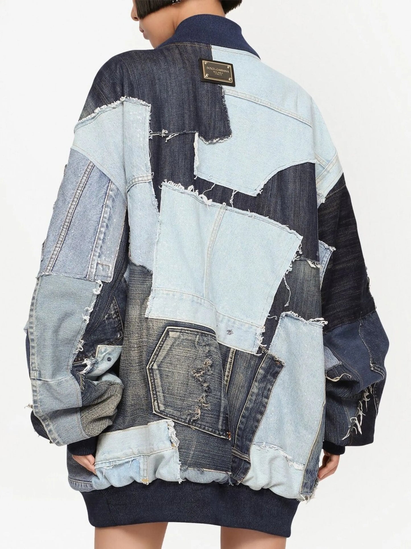 patchwork-detail oversized coat