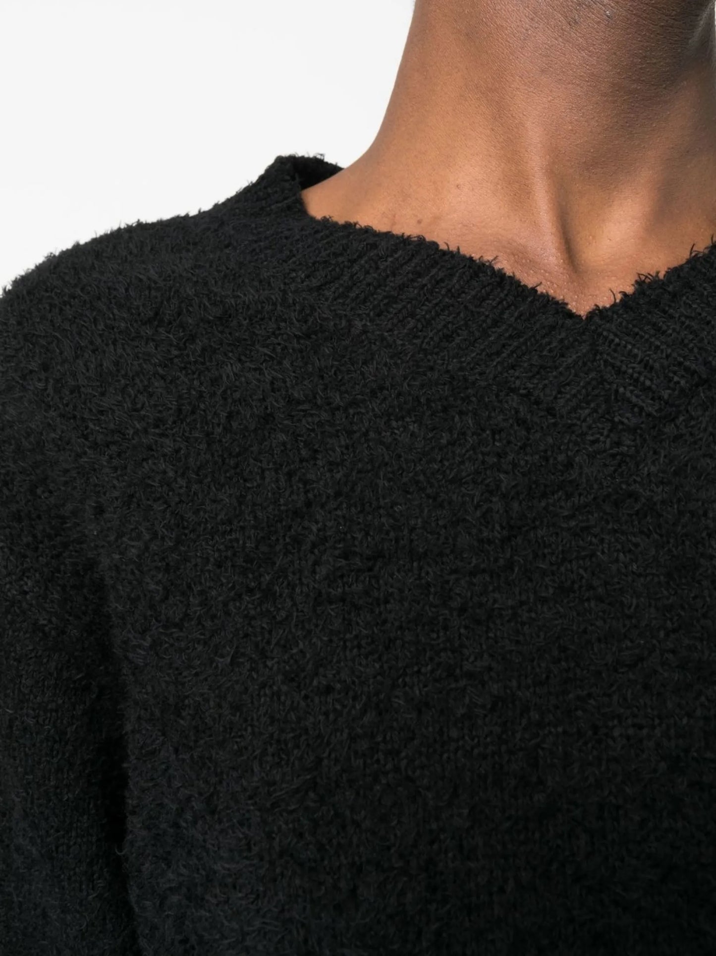 Furry V-neck pullover