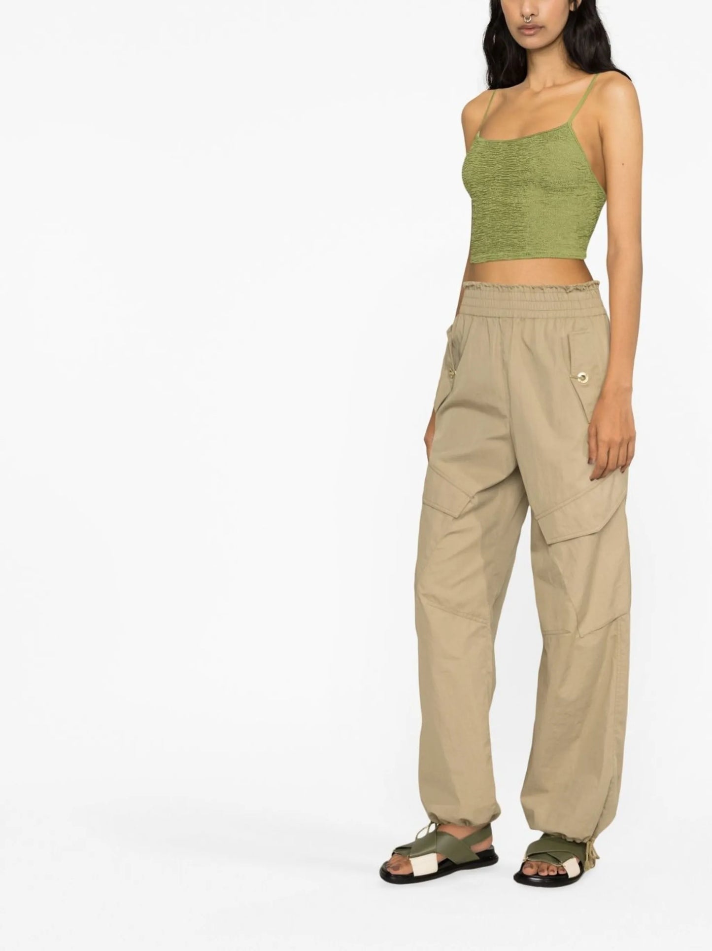 crinkled-detail cropped top