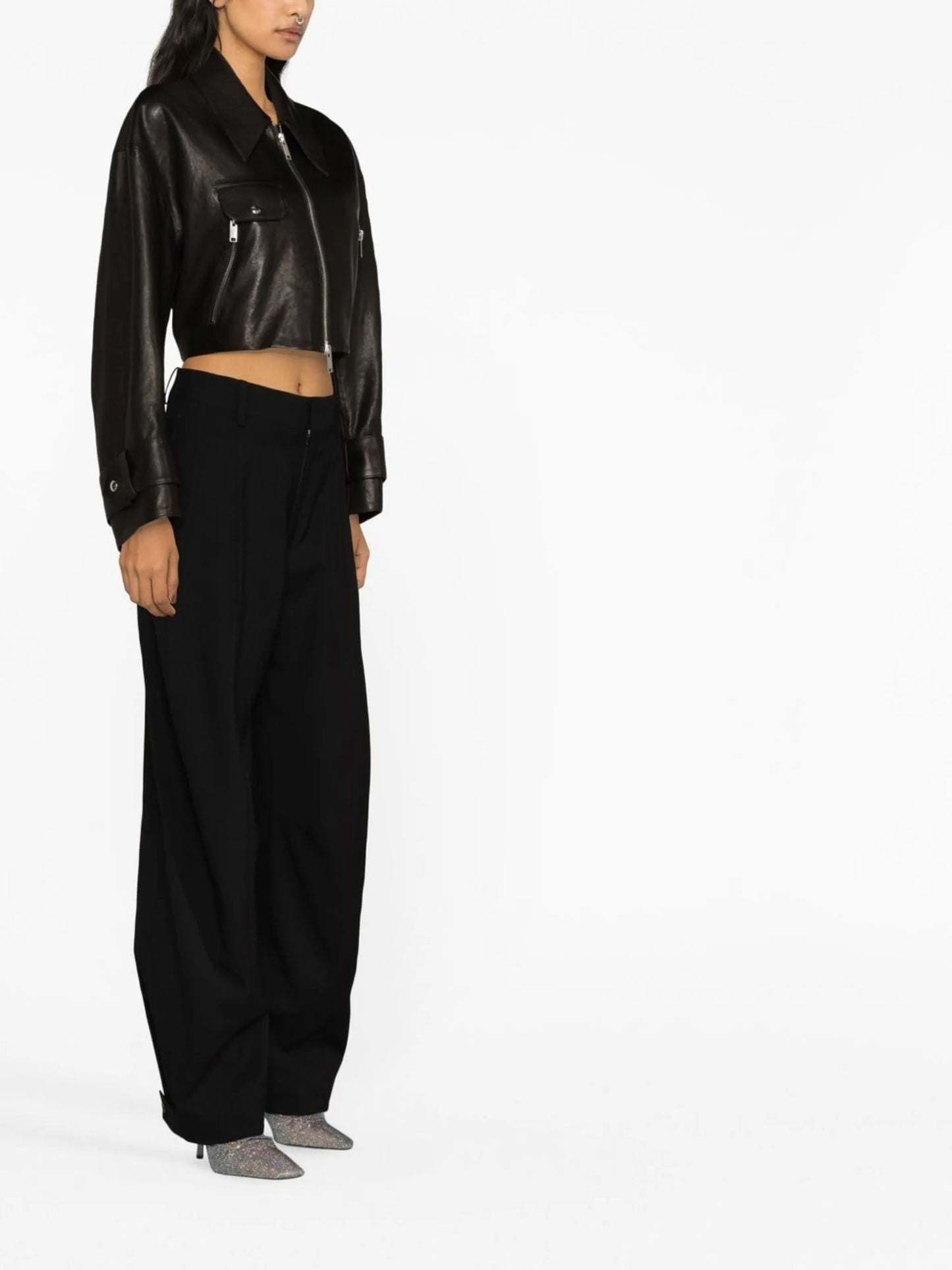 high-waisted wide-leg wool trousers