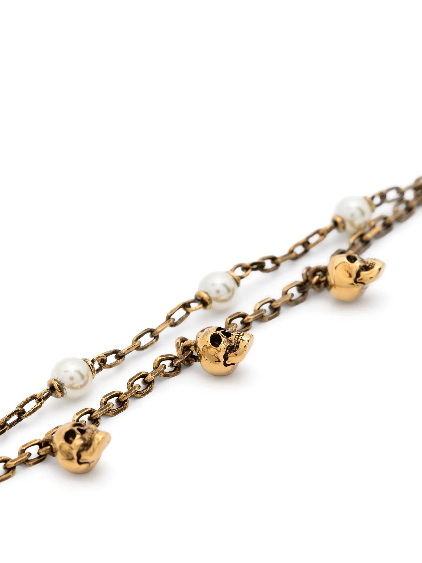 skull-charm double-chain bracelet