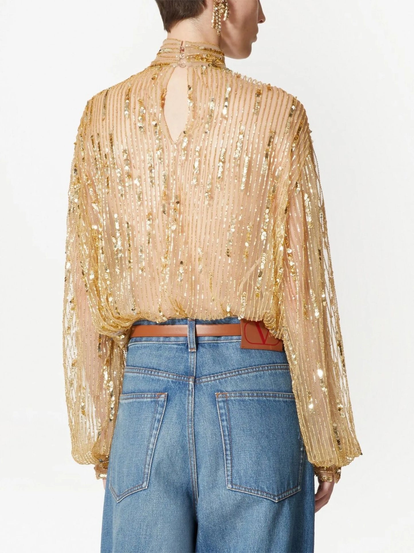 Tulle Illusione sequin-embroidered blouse