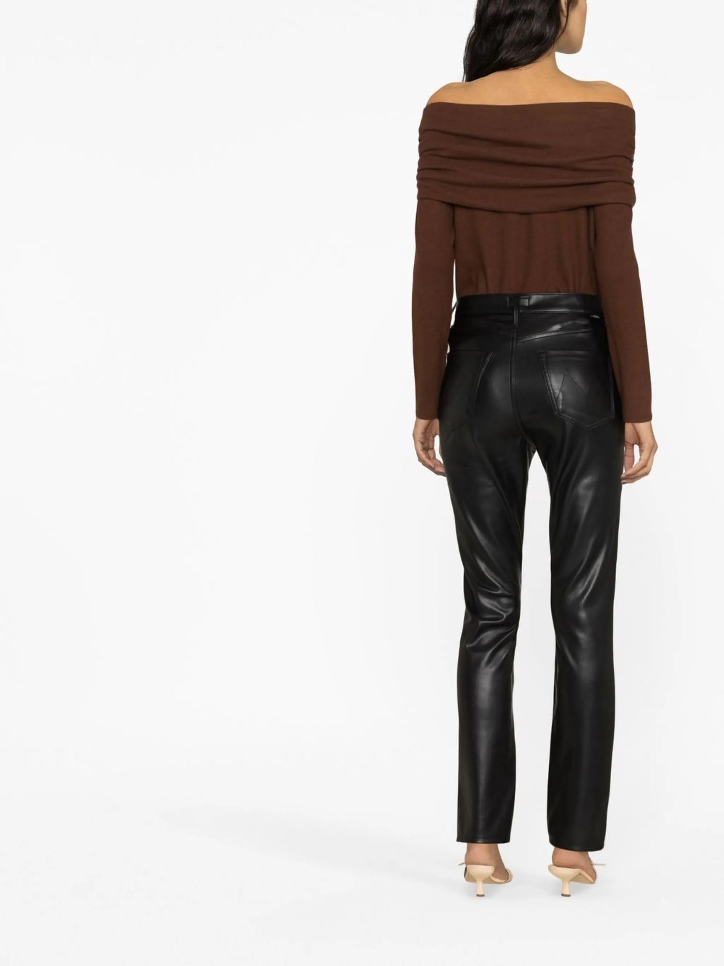 faux leather straight-leg trousers