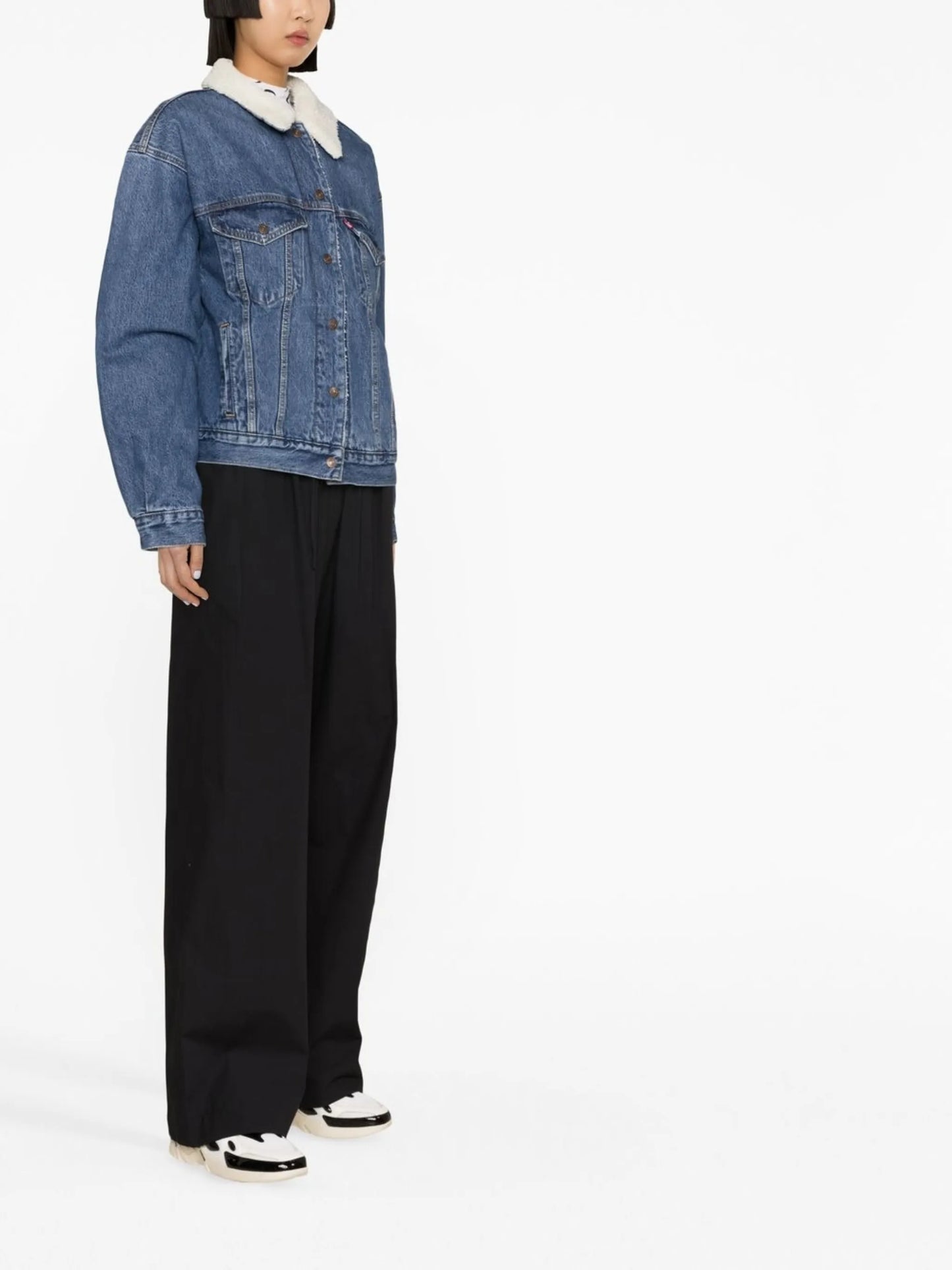 fleece-collar denim jacket