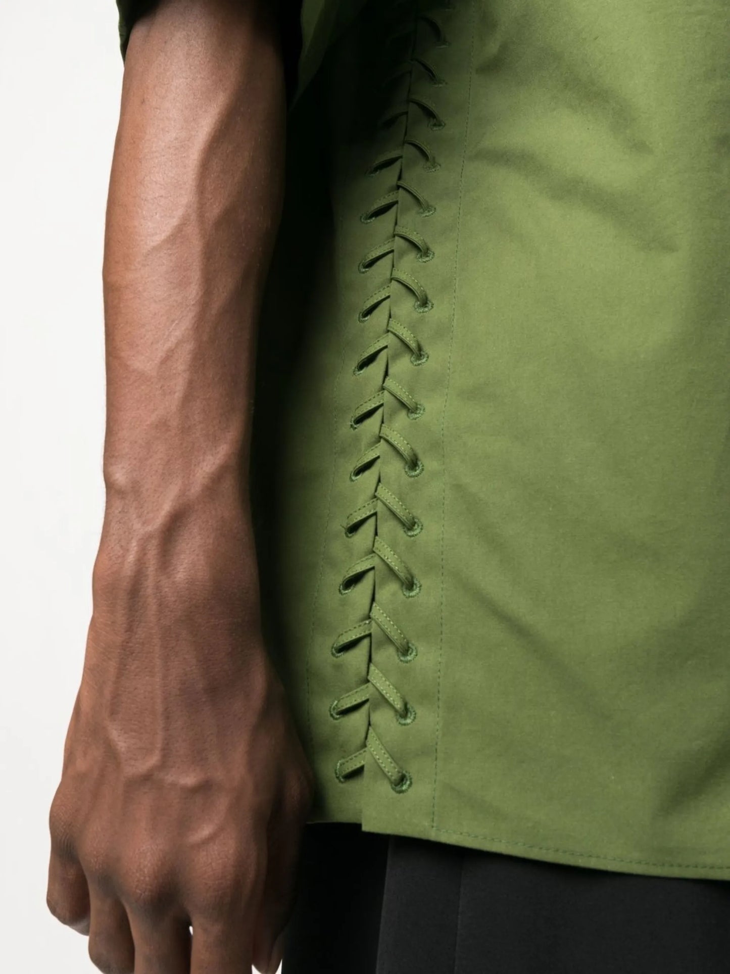 faux lace-up cotton shirt