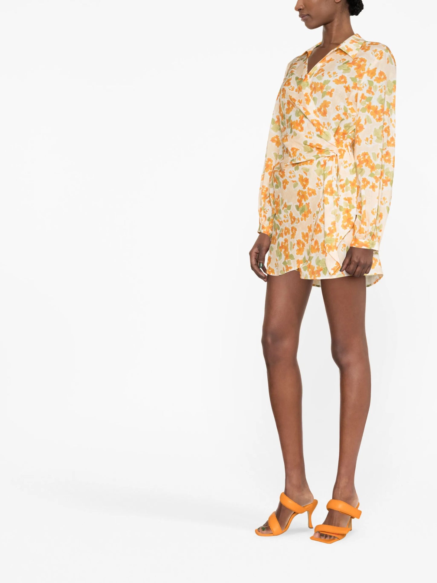 floral-print wrap dress