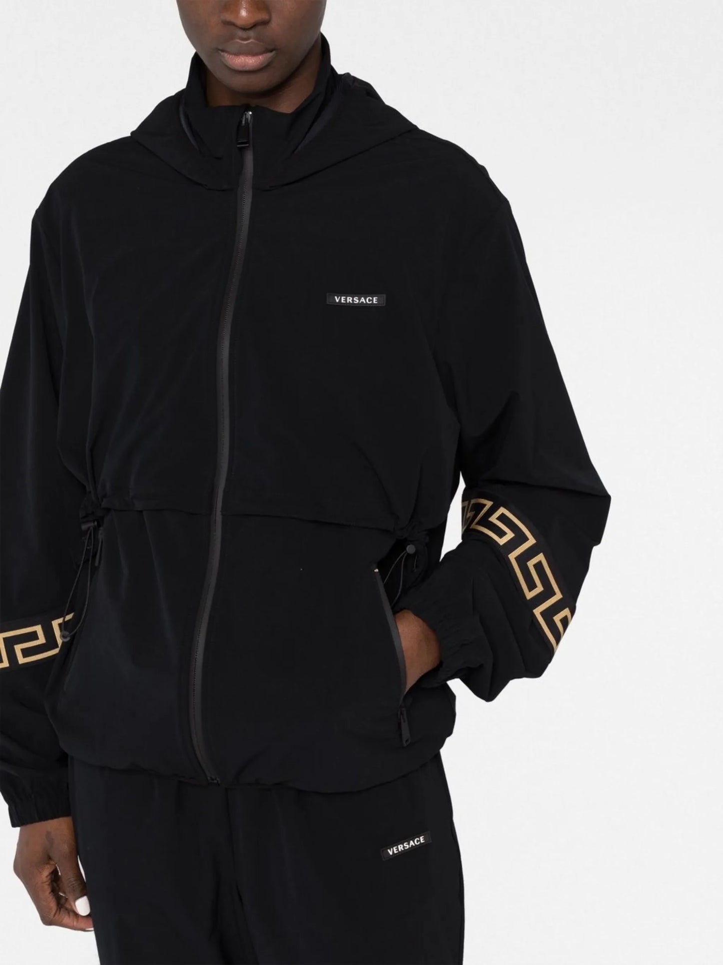 Grace-pattern zip-fastening jacket