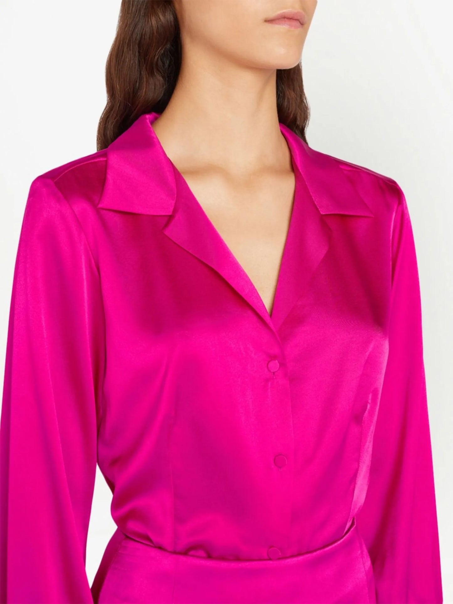 satin-finish long-sleeved blouse