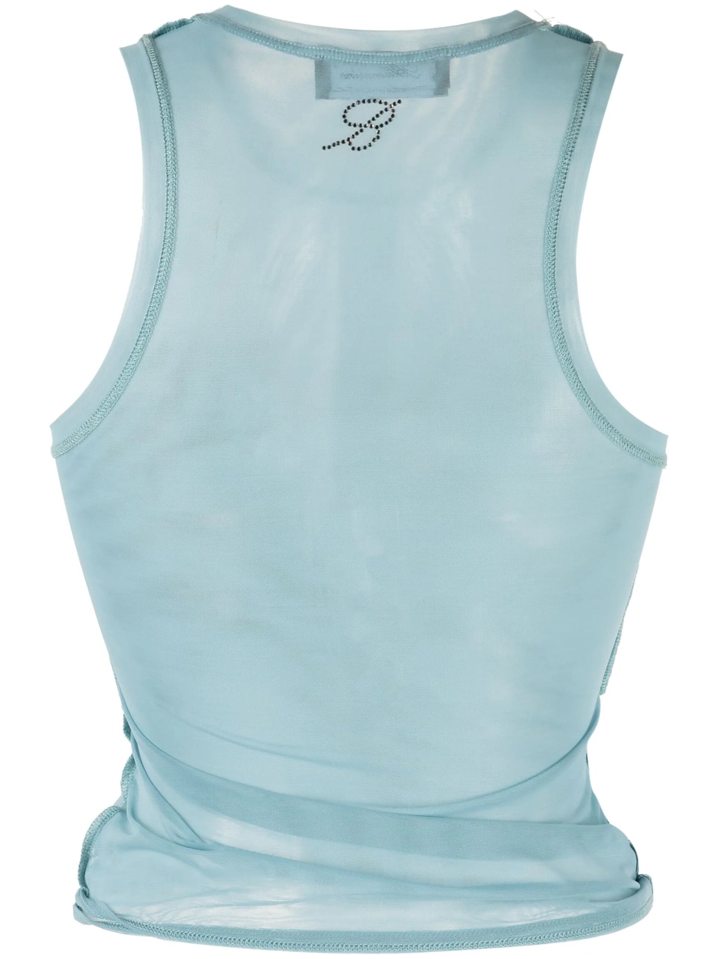 stretch-tulle stud-embellished top