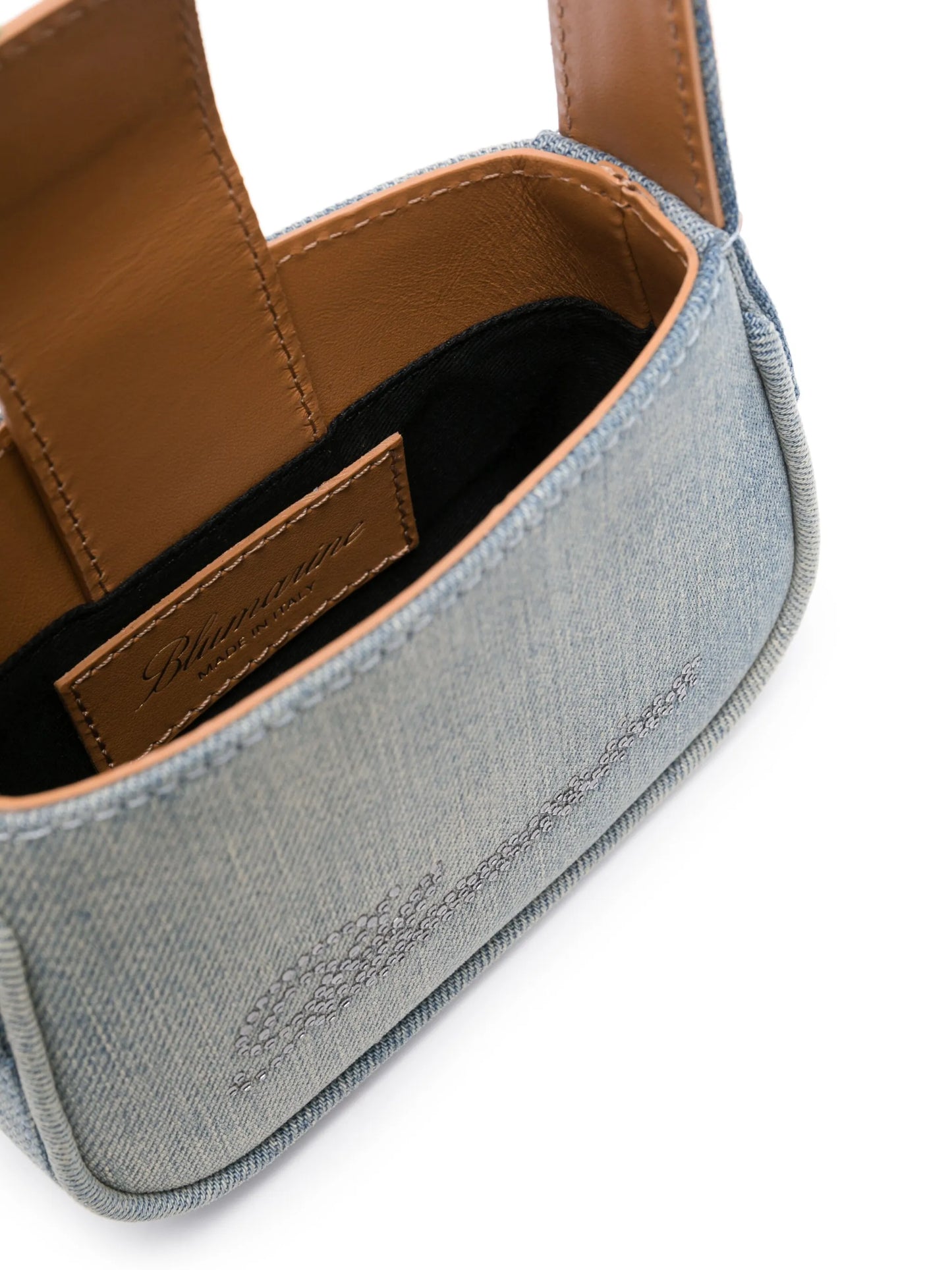 Mini denim top handle bag