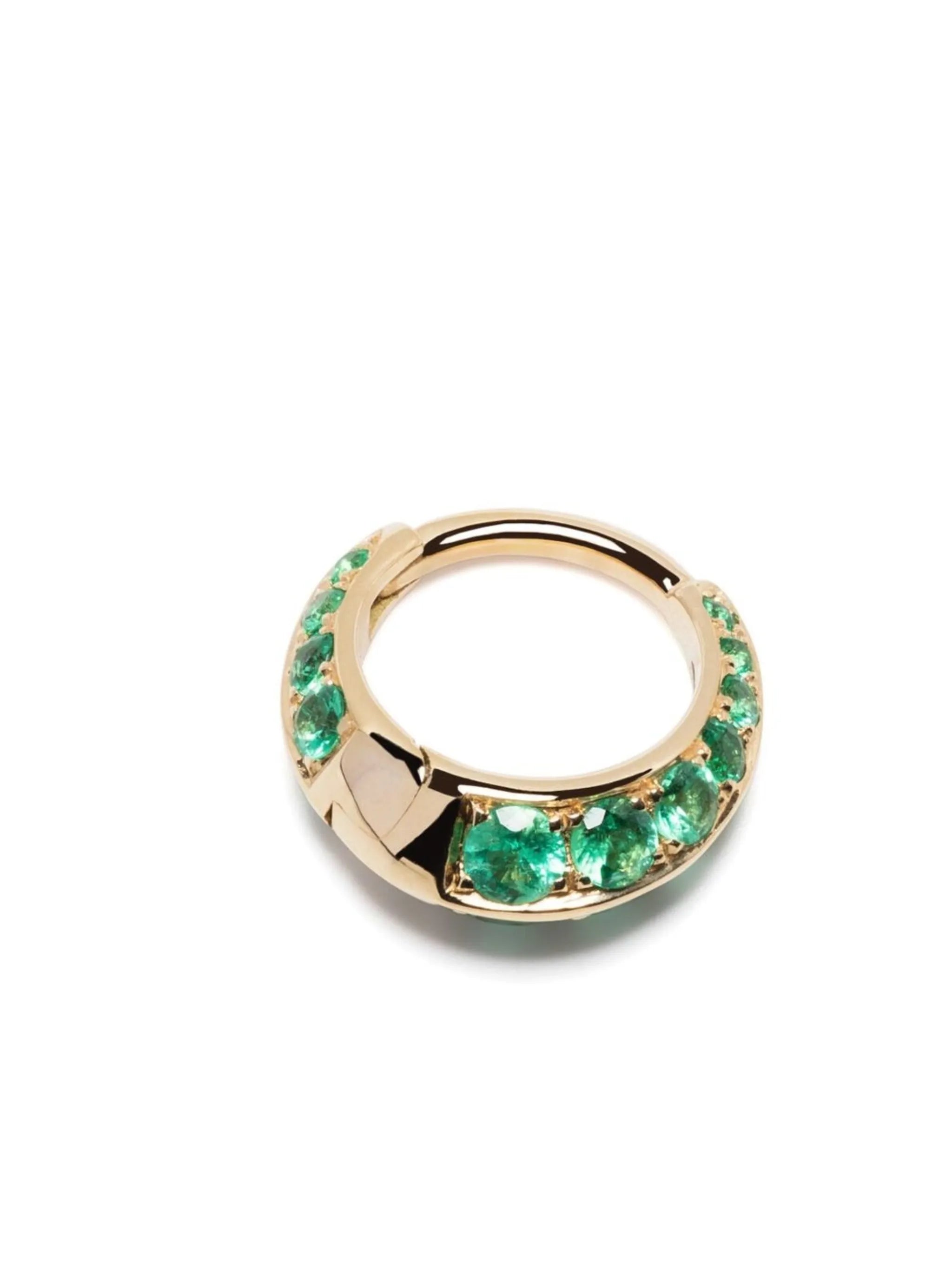 18kt yellow gold Double Sided emerald hoop earring
