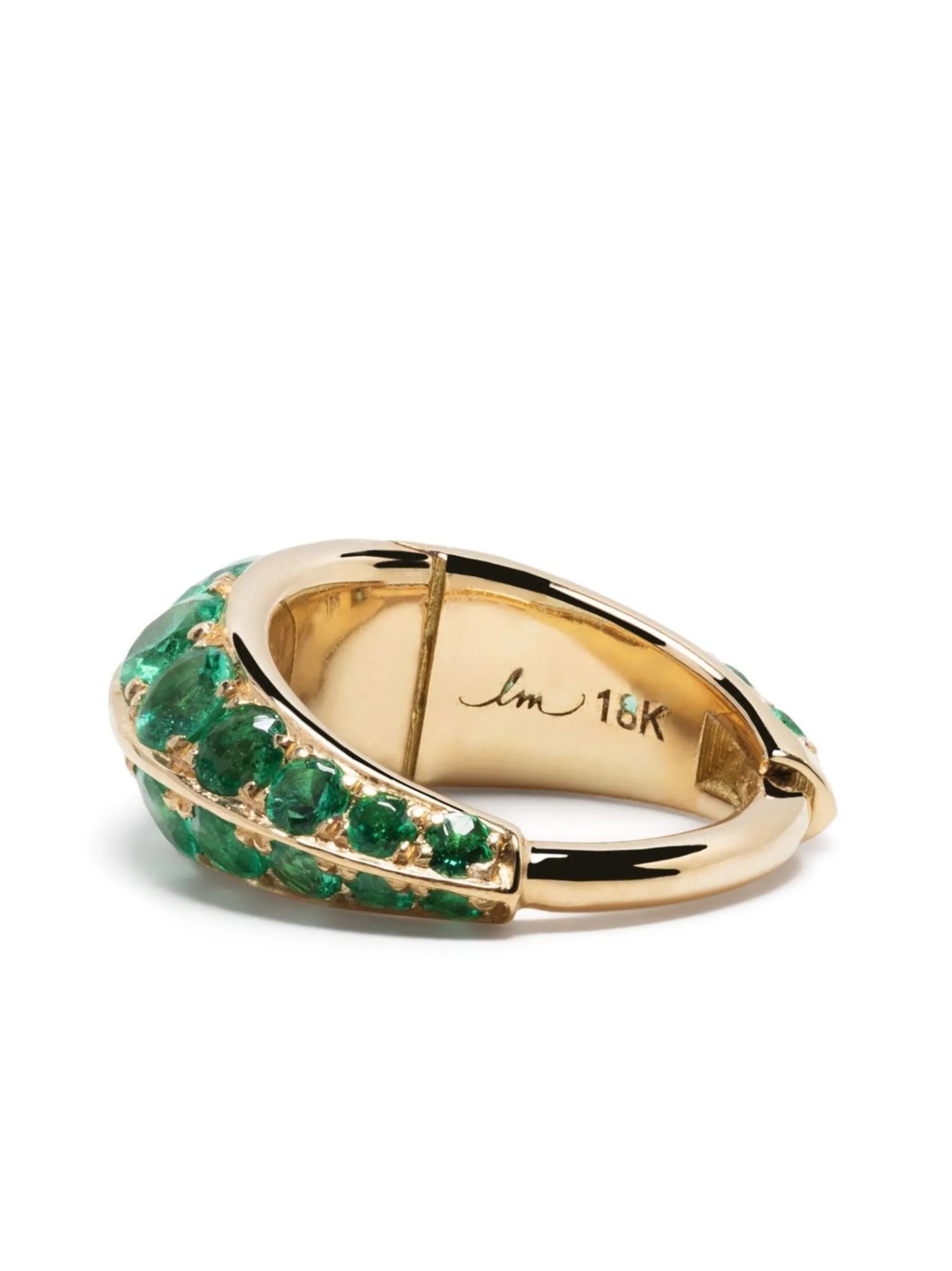 18kt yellow gold Double Sided emerald hoop earring