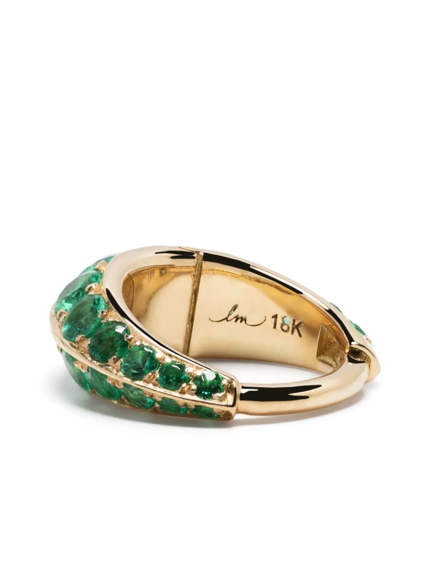 18kt yellow gold Double Sided emerald hoop earring