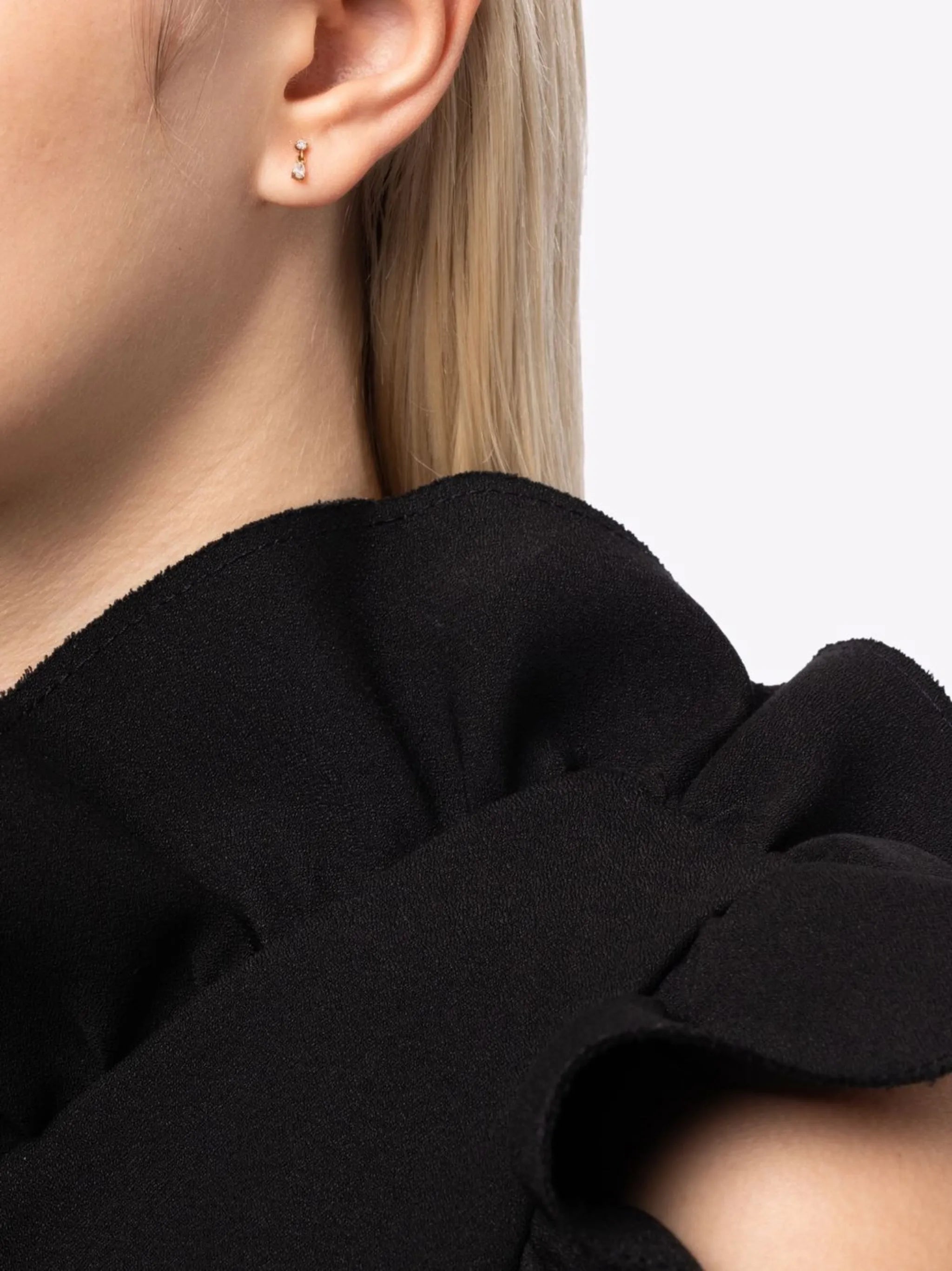 18kt yellow gold Mix Matched diamond stud earring