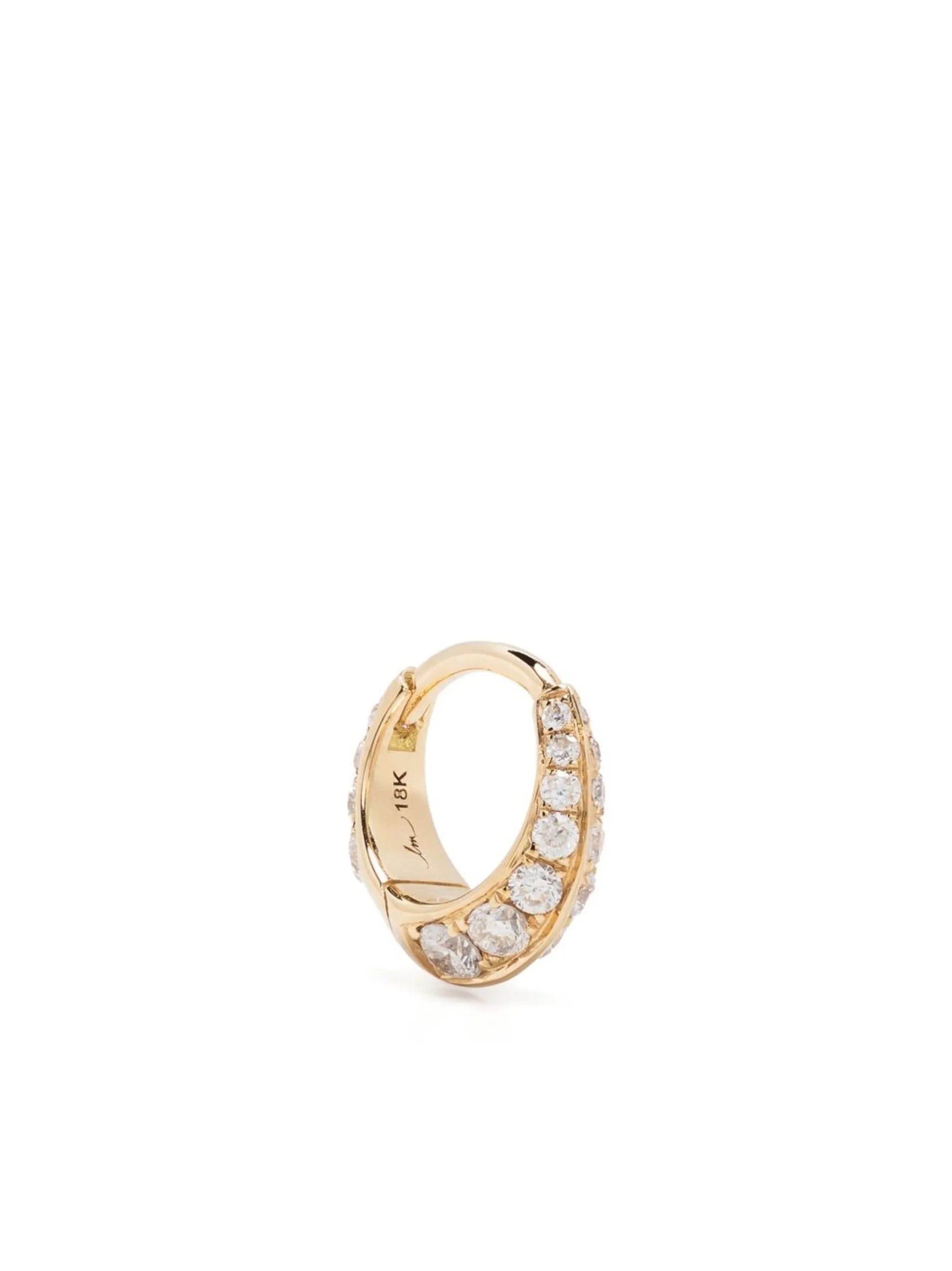 18kt yellow gold Double Sided diamond hoop earring