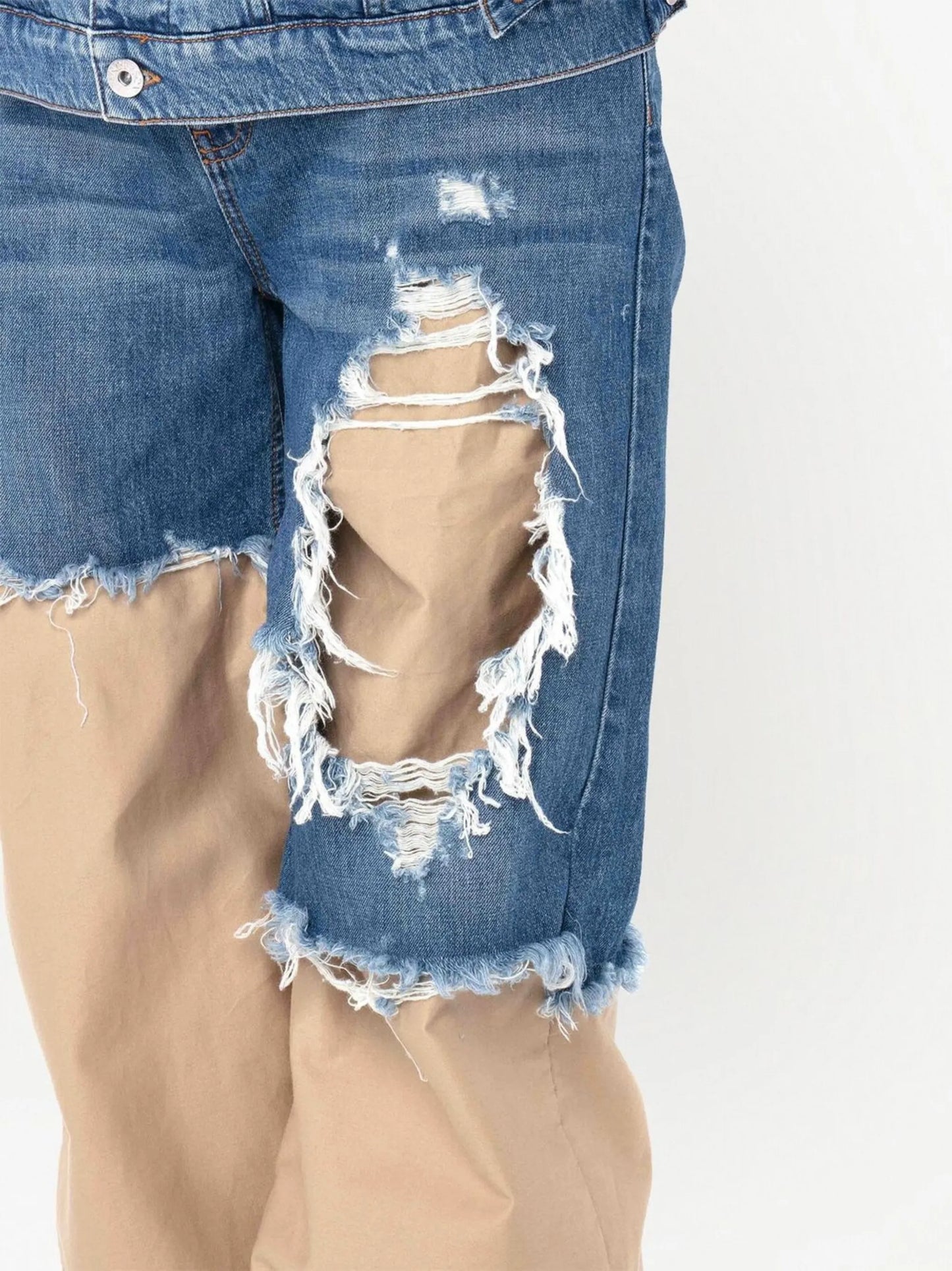 Blue Distressed Straight Leg Jeans