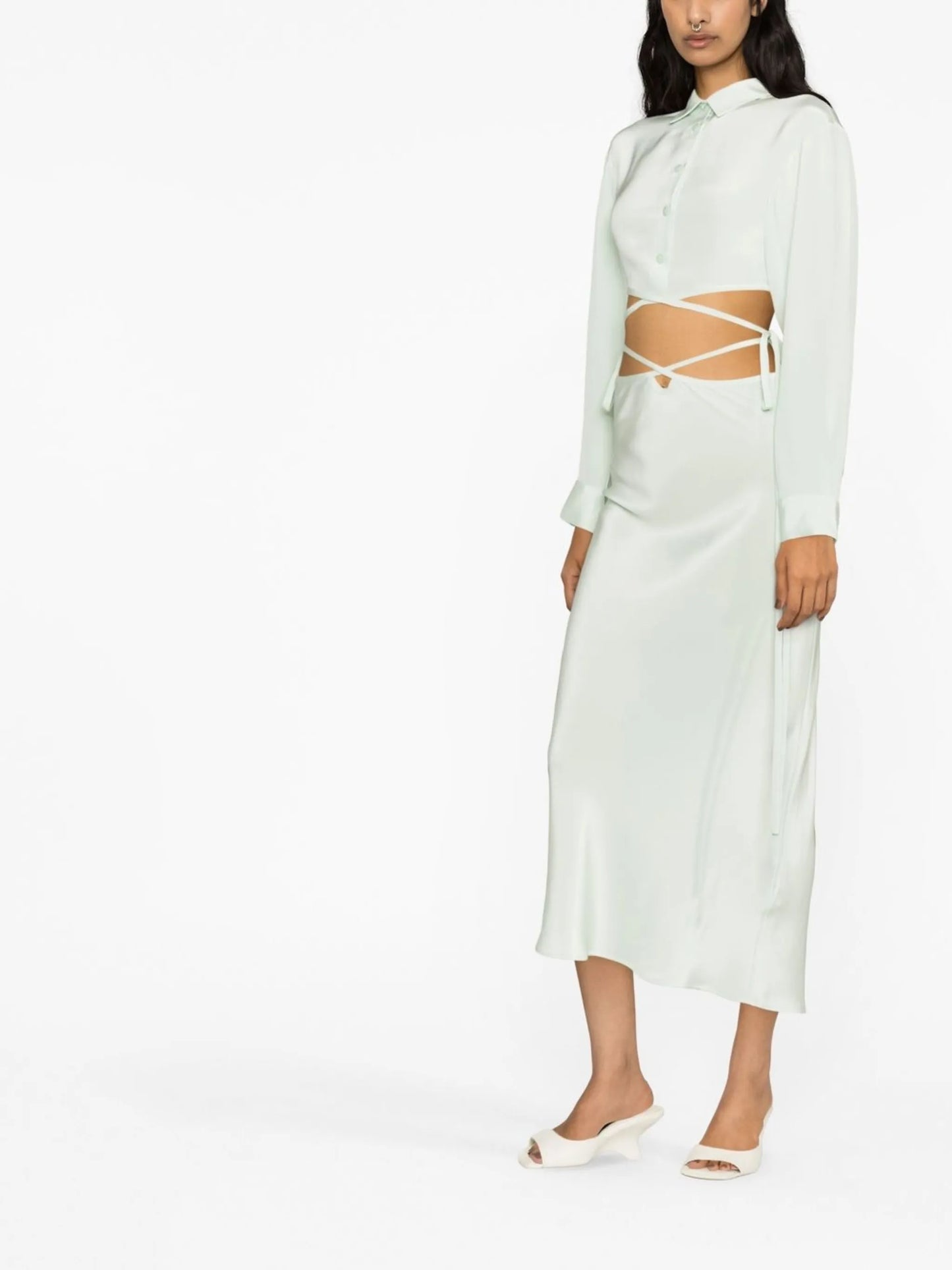 Loophole cut-out midi skirt