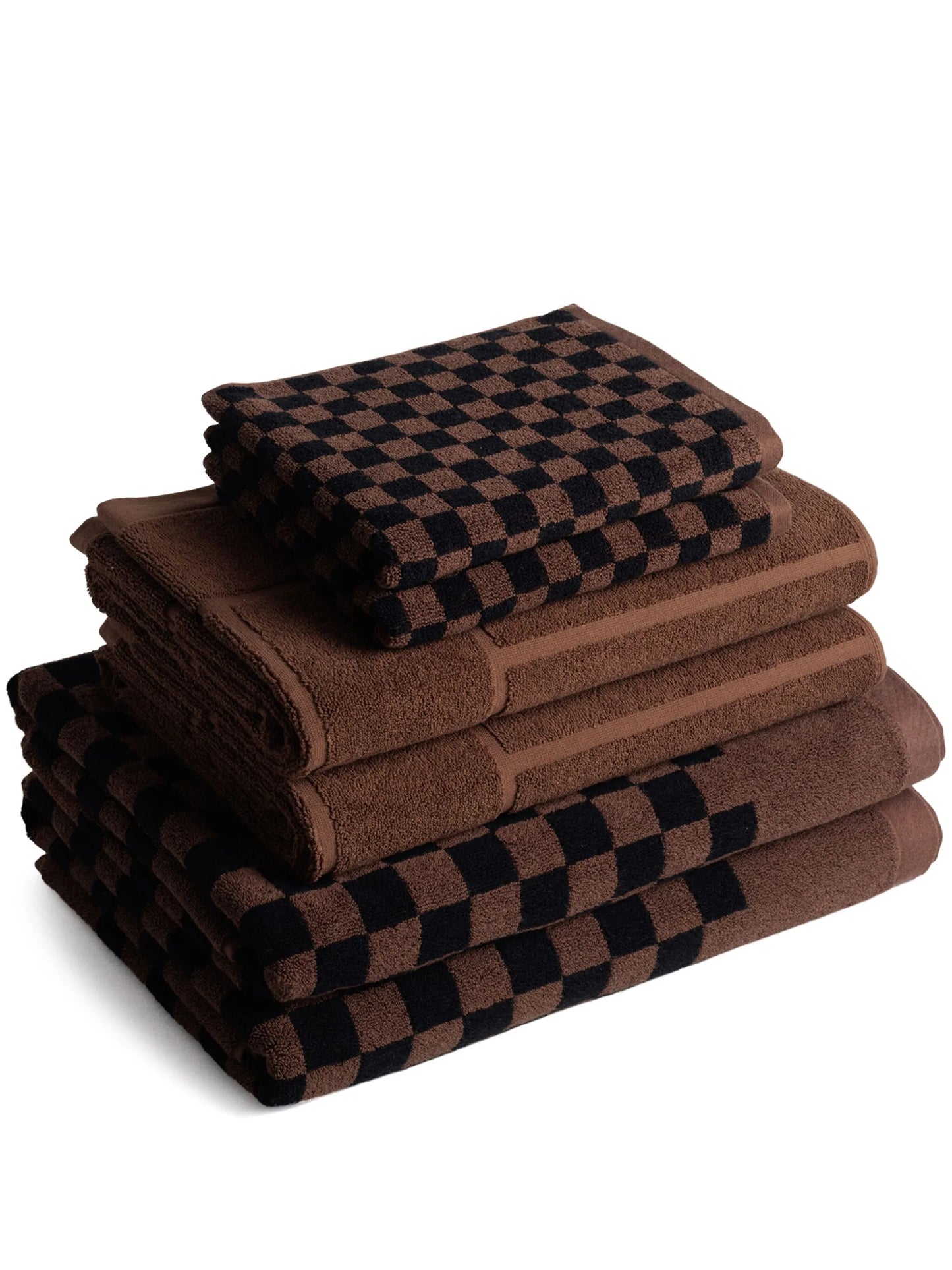 checkerboard-print organic cotton towel set