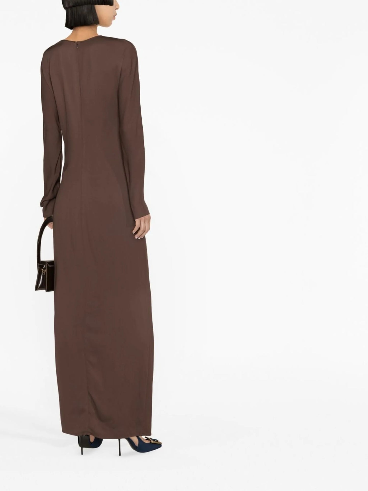 ruched-detail long-sleeved dress