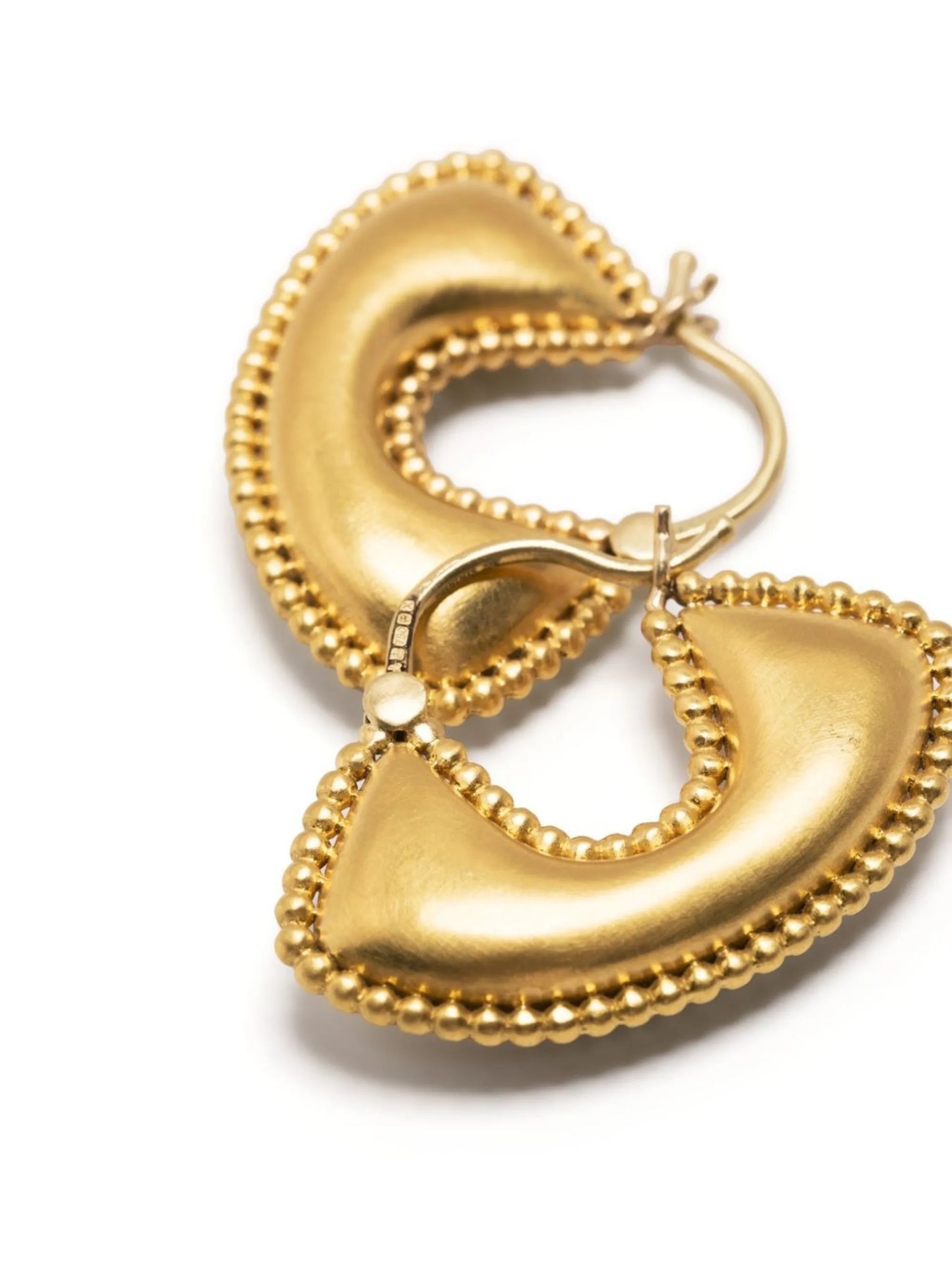 22kt yellow gold Granulated Boat large hoop earrings