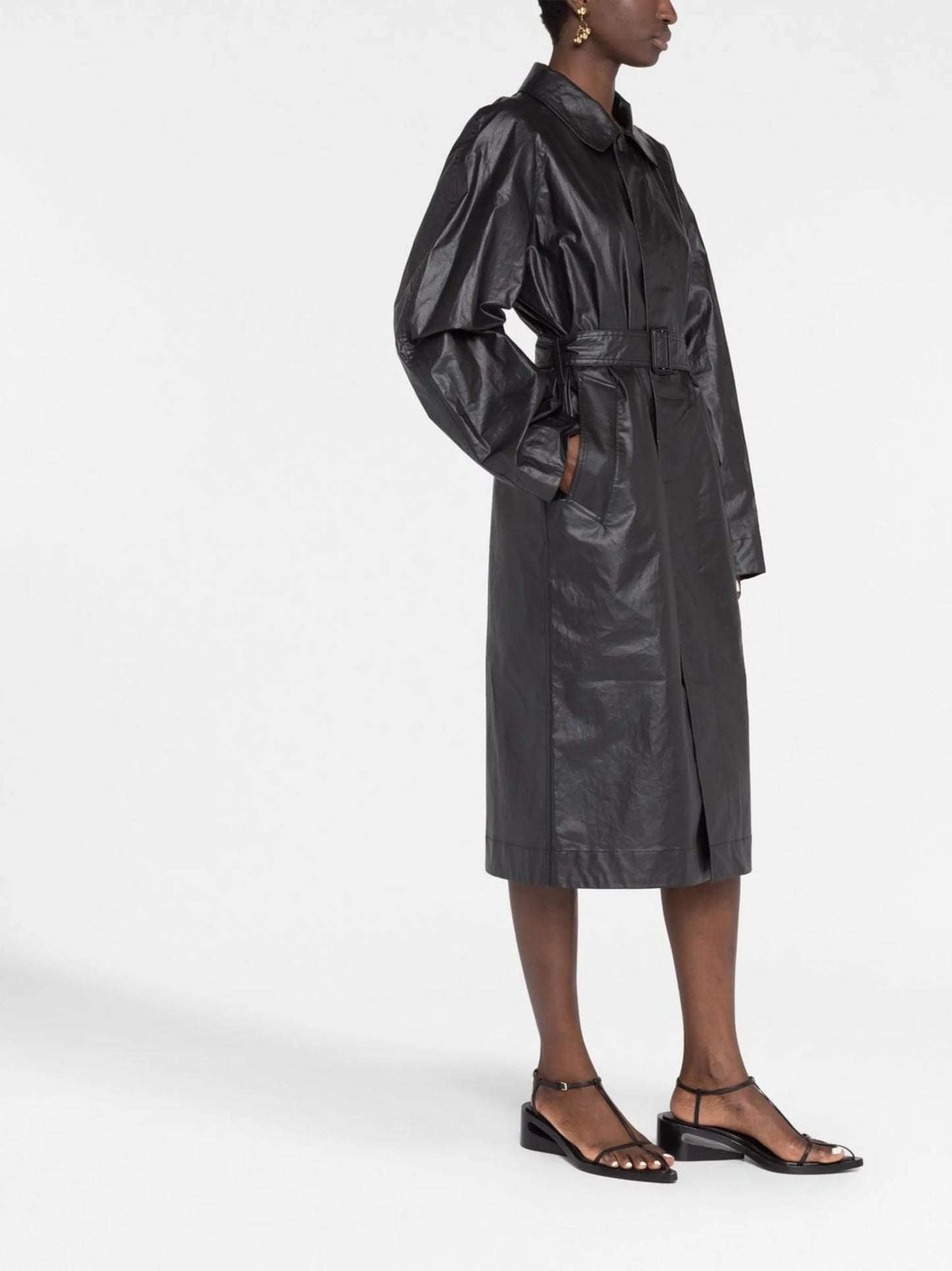 coated-finish trench coat