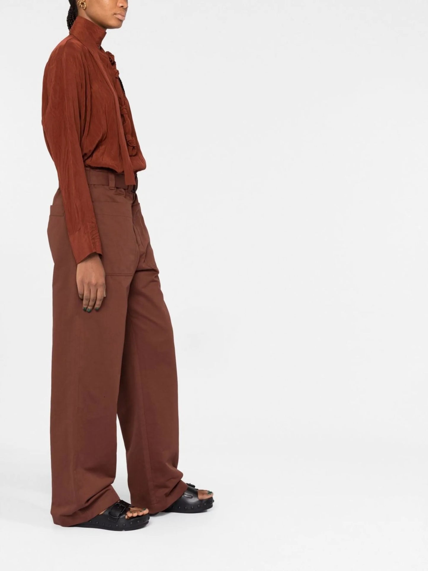 high-waisted wide-leg trousers
