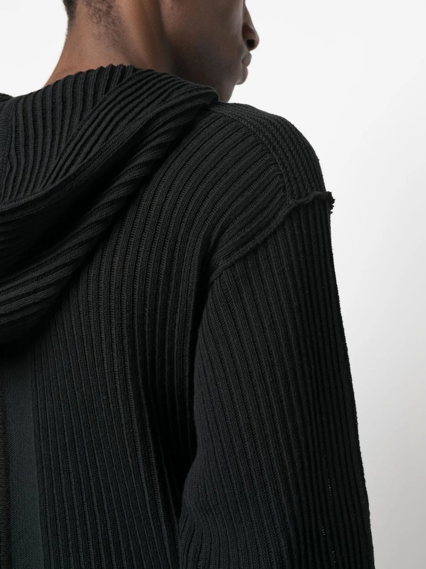 rib-knit cotton hoodie