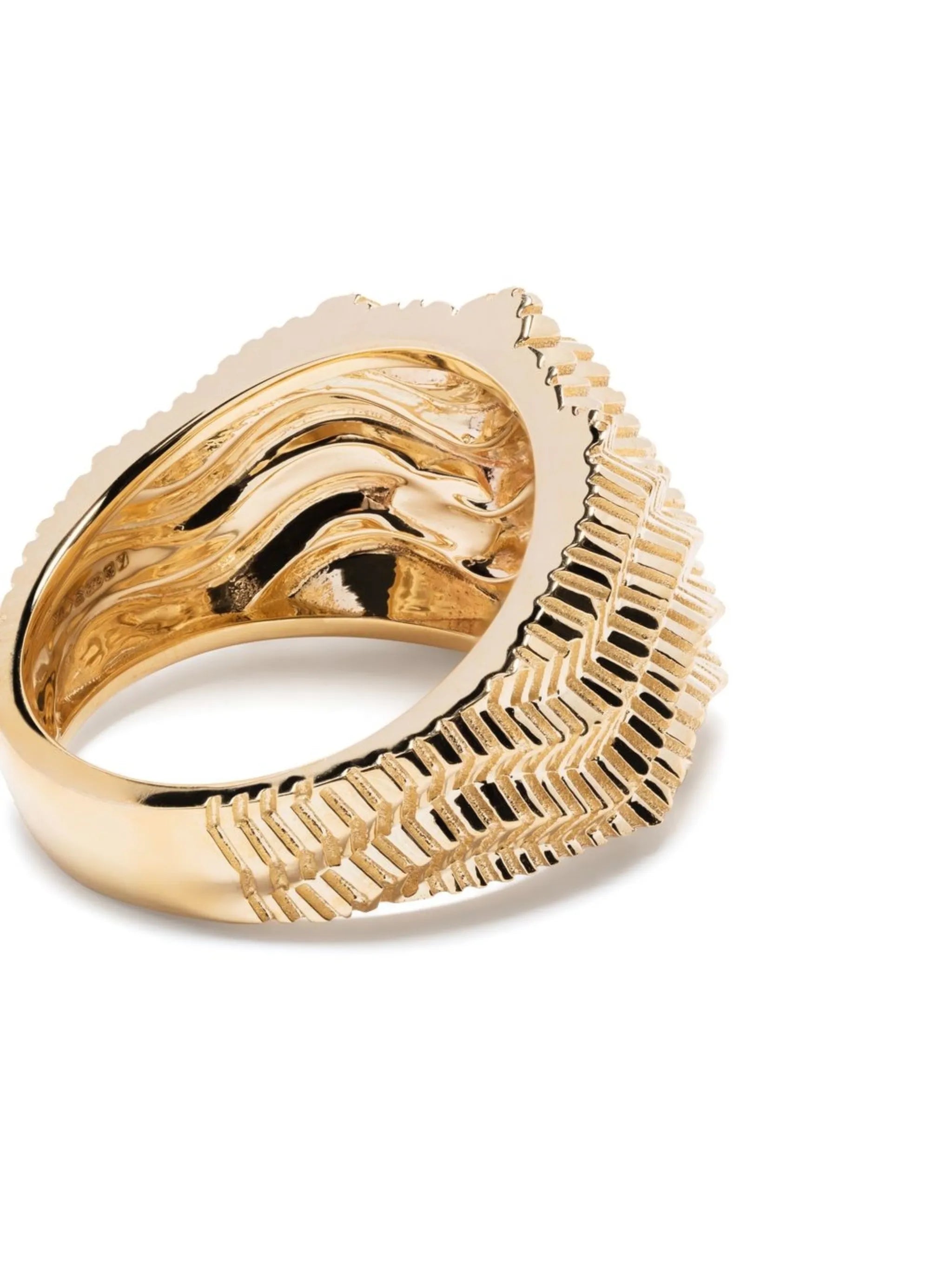 9kt yellow gold diamond wave ring
