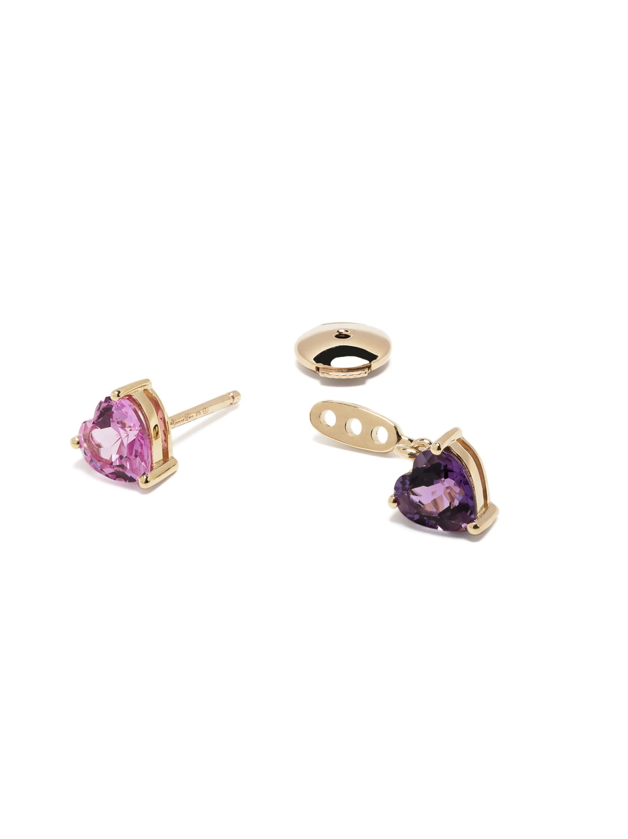 9kt yellow gold Multi Coeurs drop earrings