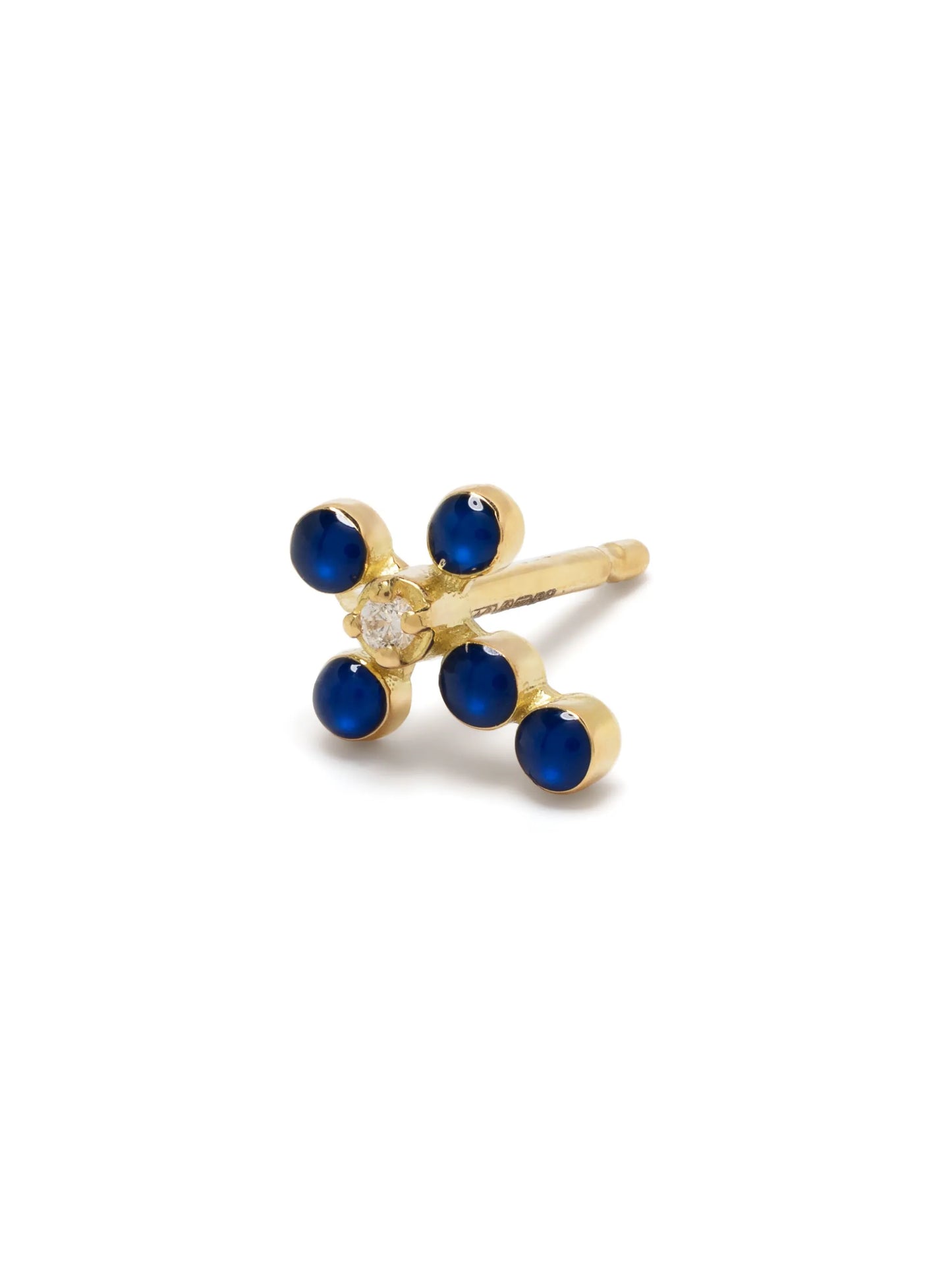 18kt yellow gold lapis lazuli cross stud earrings
